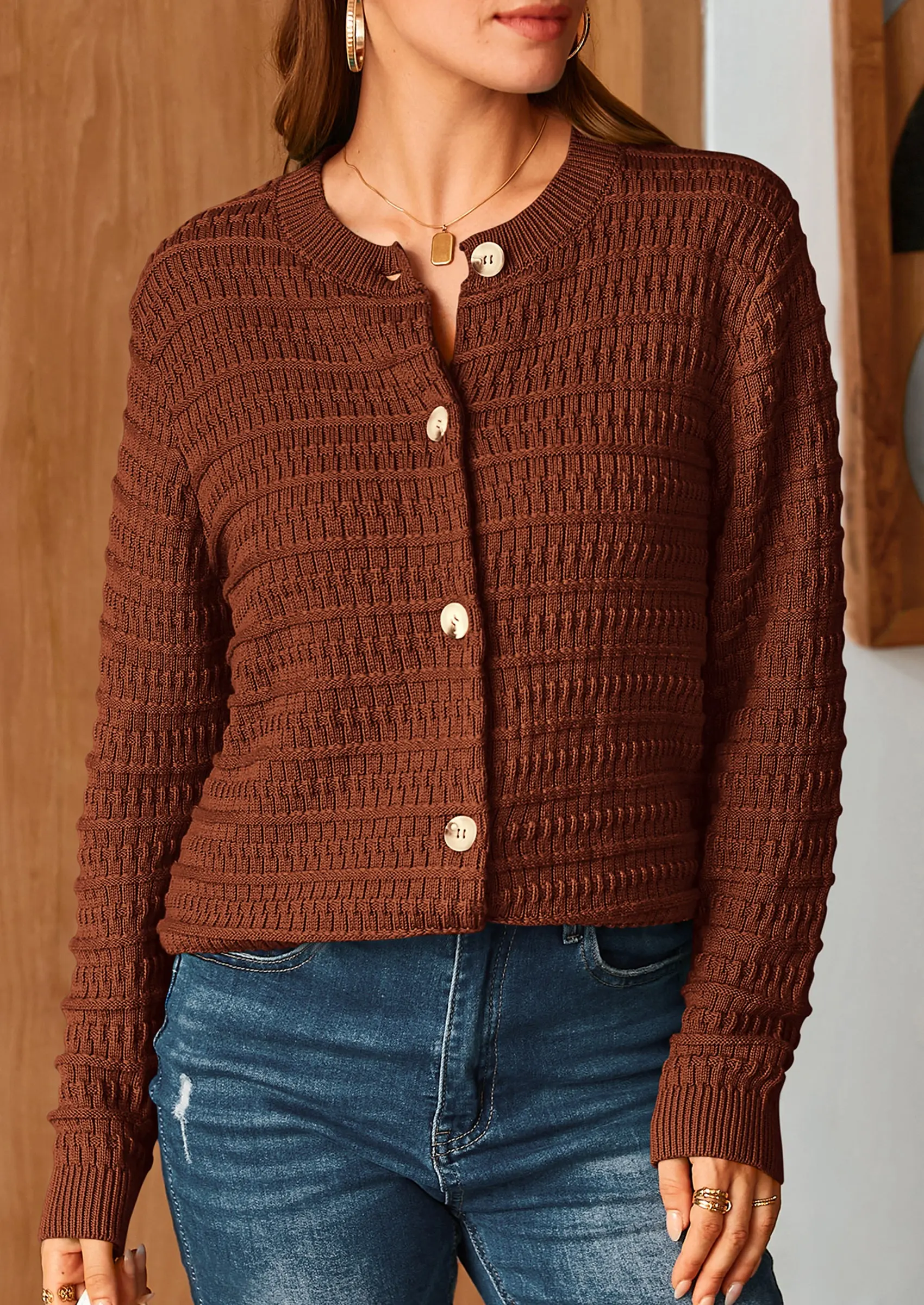 PRETTYGARDEN Women's Knit Cardigan Sweaters Casual Long Sleeve Open Front Button Down Trendy Jackets Outerwear - Image 41