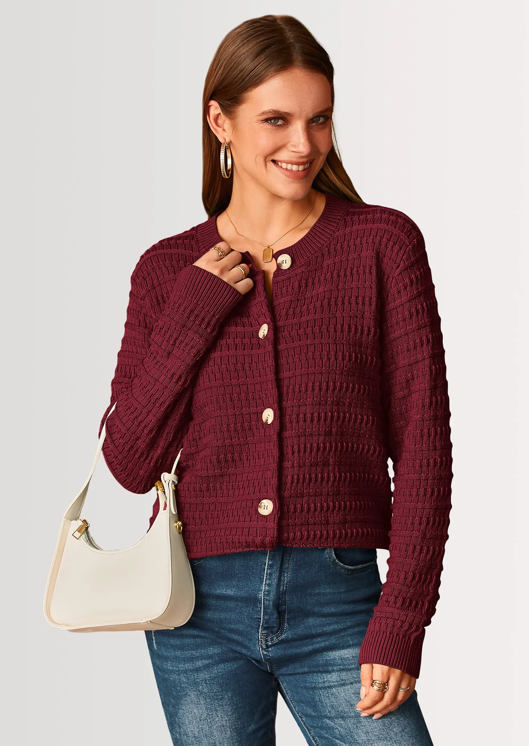 PRETTYGARDEN Women's Knit Cardigan Sweaters Casual Long Sleeve Open Front Button Down Trendy Jackets Outerwear - Image 43