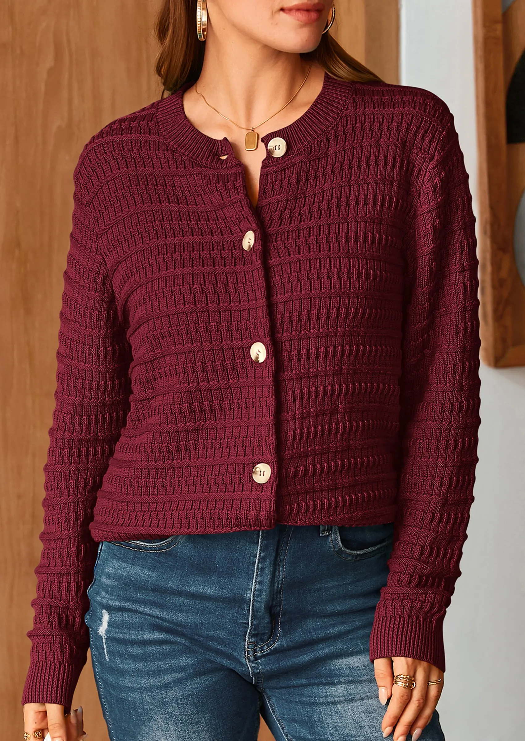 PRETTYGARDEN Women's Knit Cardigan Sweaters Casual Long Sleeve Open Front Button Down Trendy Jackets Outerwear - Image 48