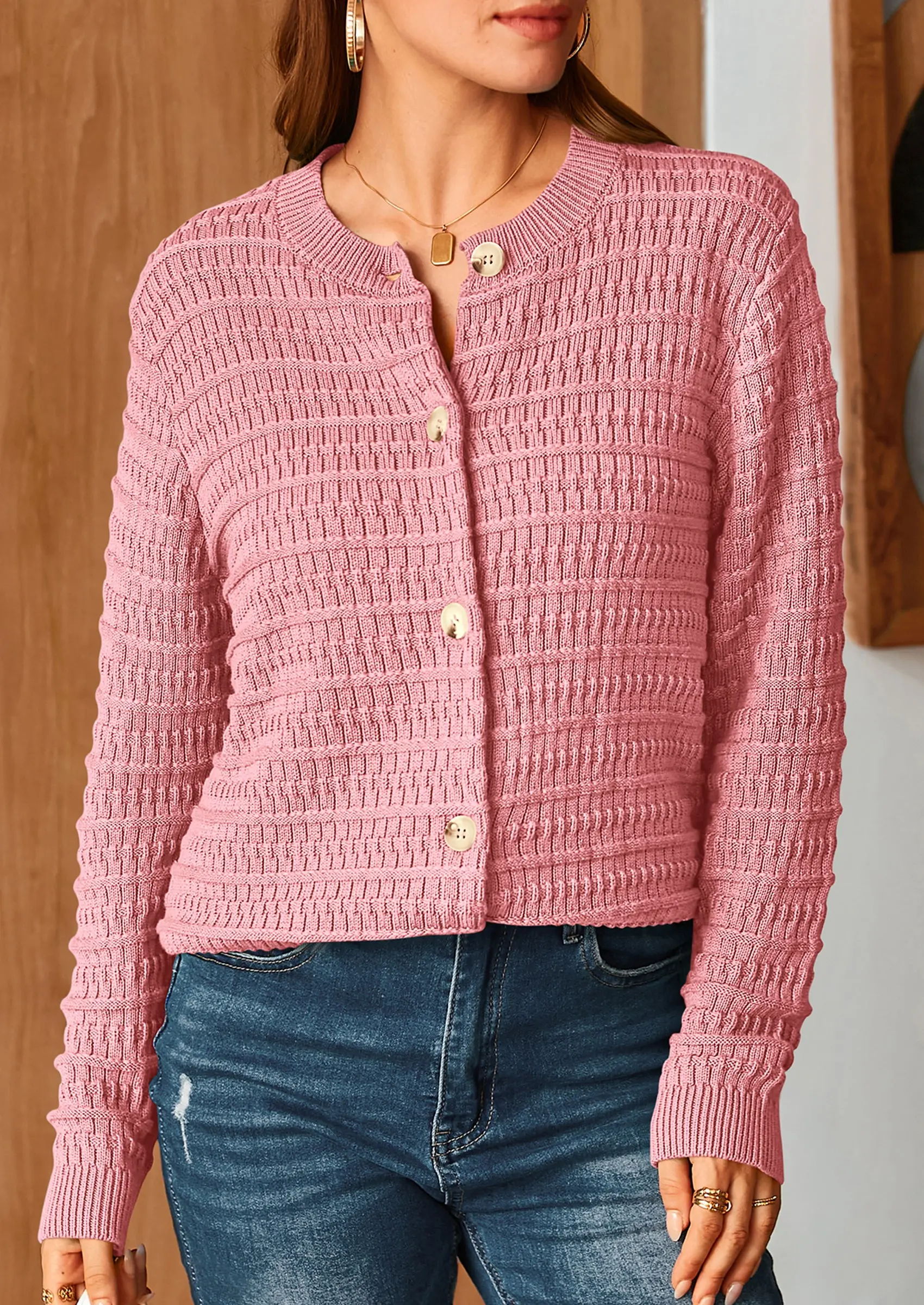 PRETTYGARDEN Women's Knit Cardigan Sweaters Casual Long Sleeve Open Front Button Down Trendy Jackets Outerwear - Image 5