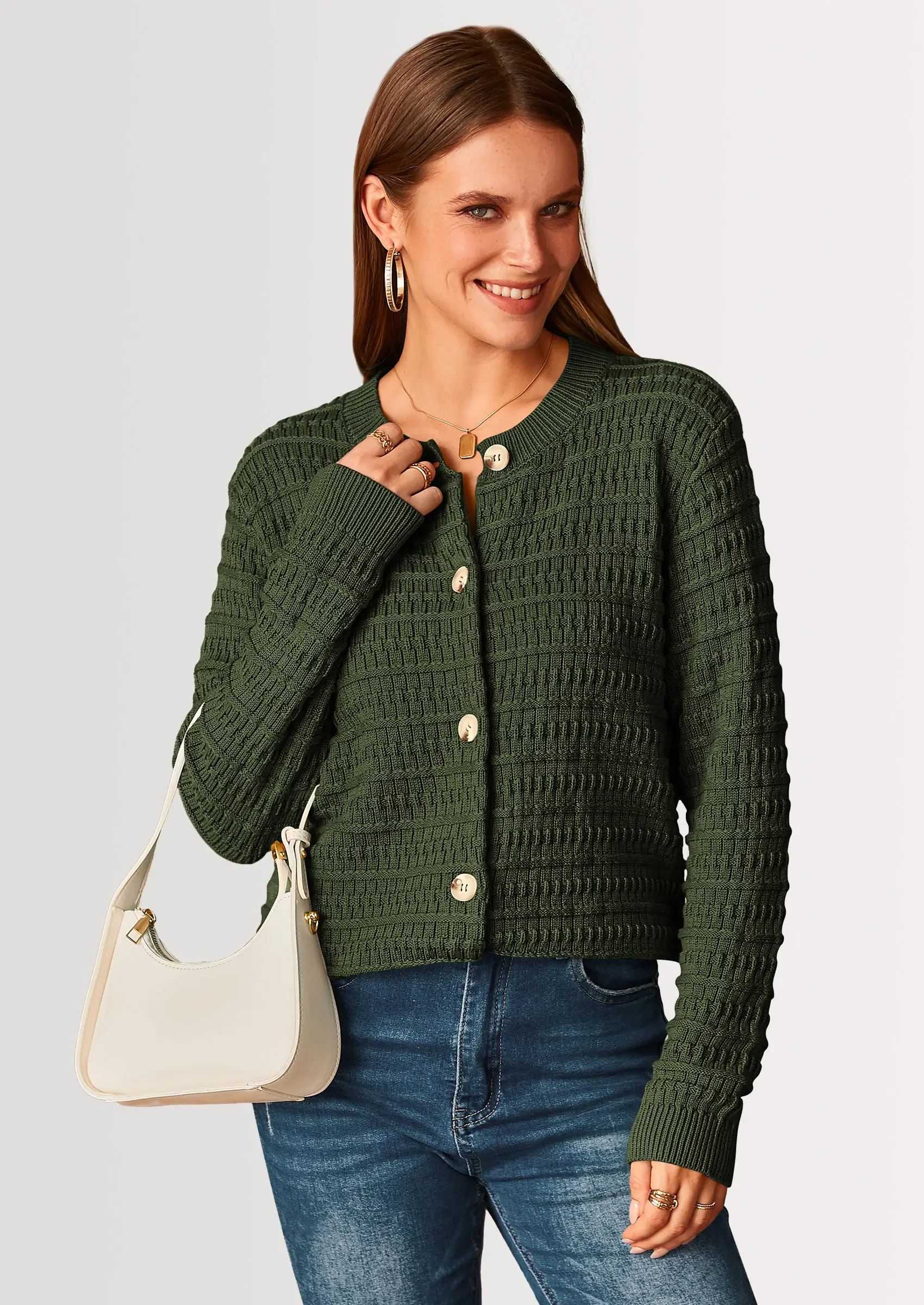 PRETTYGARDEN Women's Knit Cardigan Sweaters Casual Long Sleeve Open Front Button Down Trendy Jackets Outerwear - Image 50