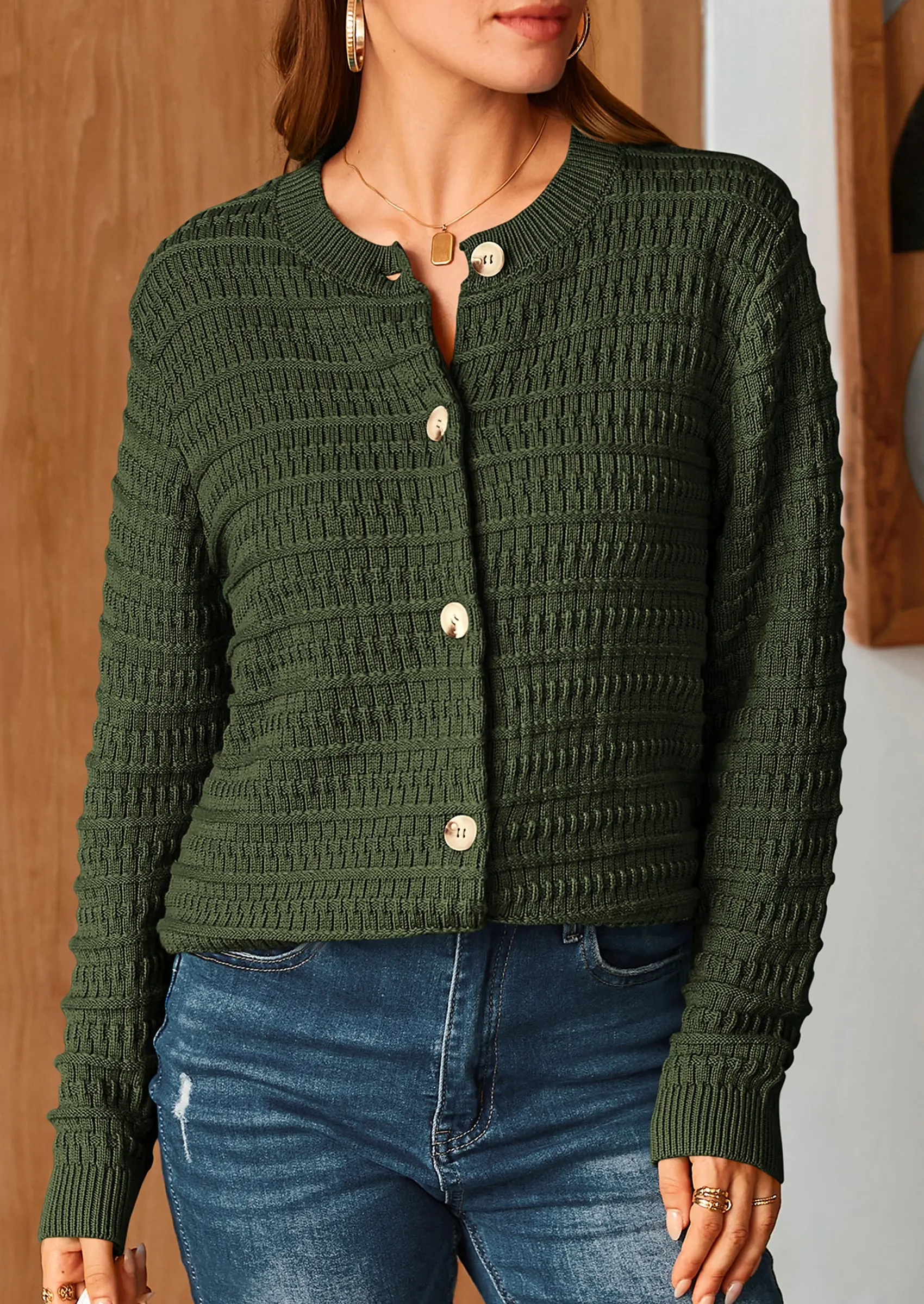 PRETTYGARDEN Women's Knit Cardigan Sweaters Casual Long Sleeve Open Front Button Down Trendy Jackets Outerwear - Image 54