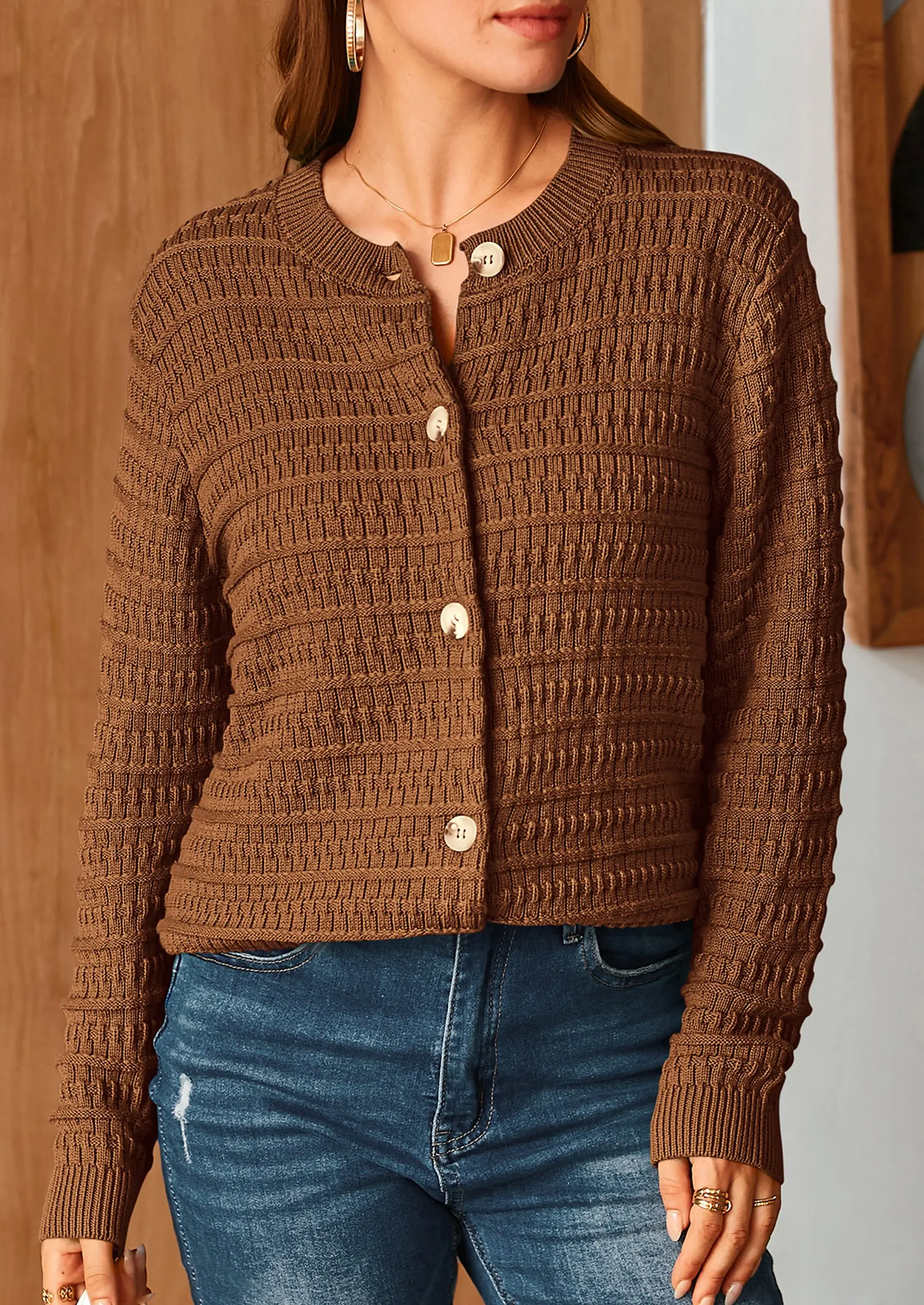 PRETTYGARDEN Women's Knit Cardigan Sweaters Casual Long Sleeve Open Front Button Down Trendy Jackets Outerwear - Image 59