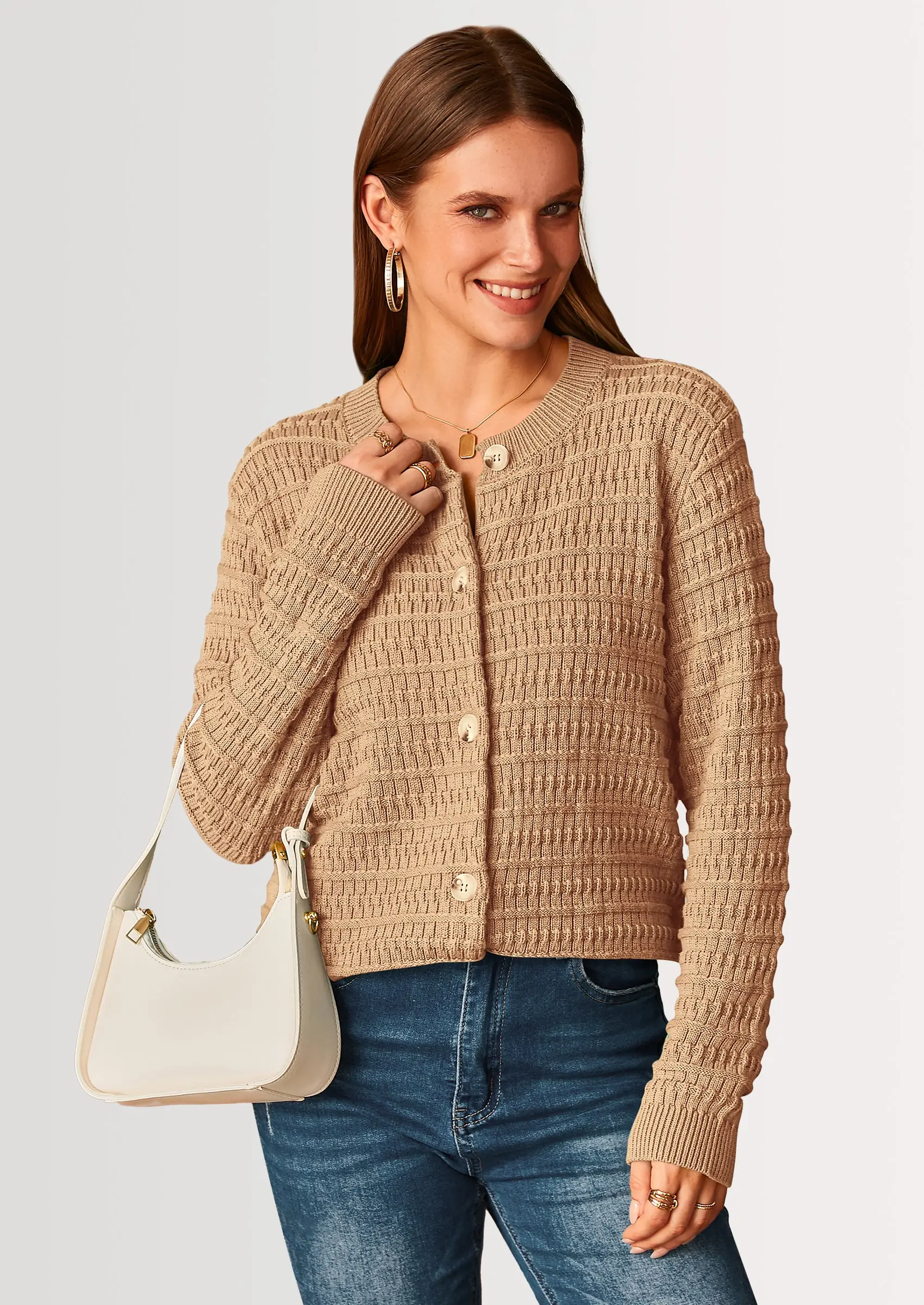 PRETTYGARDEN Women's Knit Cardigan Sweaters Casual Long Sleeve Open Front Button Down Trendy Jackets Outerwear - Image 61