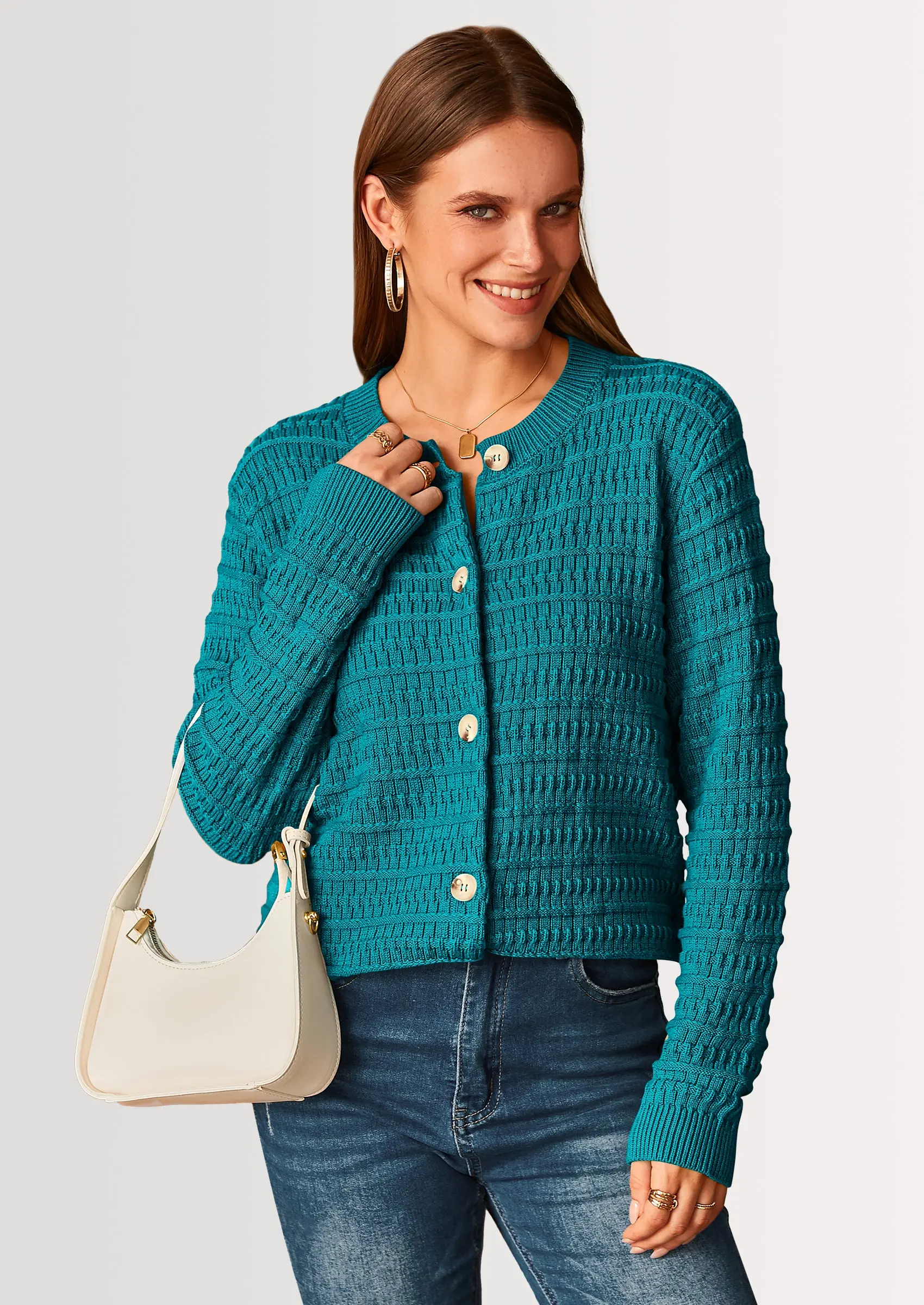 PRETTYGARDEN Women's Knit Cardigan Sweaters Casual Long Sleeve Open Front Button Down Trendy Jackets Outerwear - Image 67