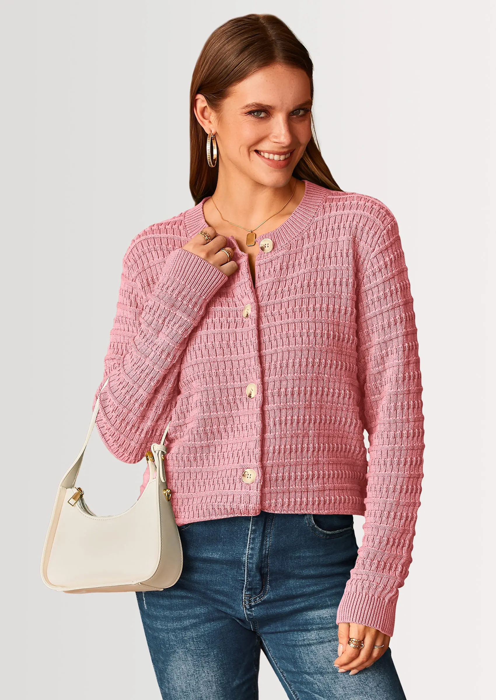 PRETTYGARDEN Women's Knit Cardigan Sweaters Casual Long Sleeve Open Front Button Down Trendy Jackets Outerwear - Image 7