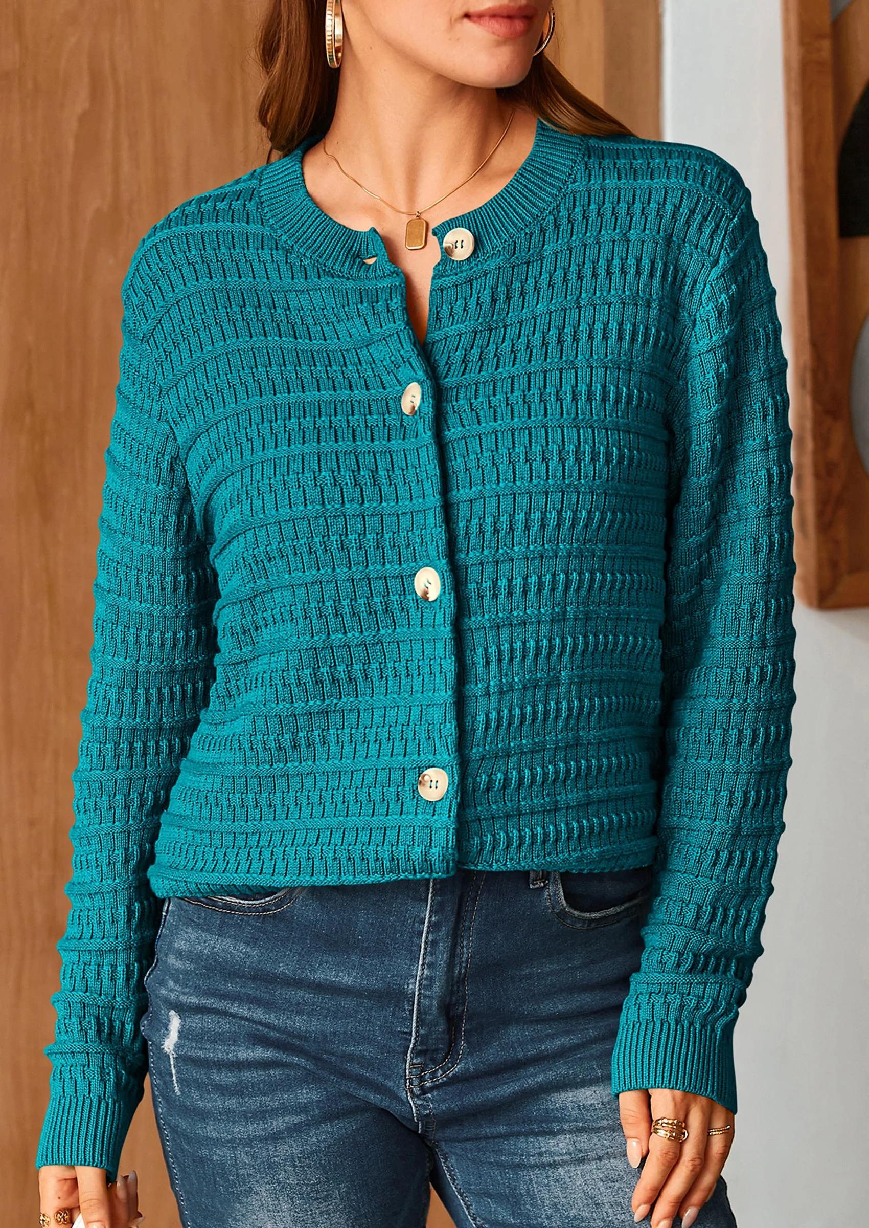 PRETTYGARDEN Women's Knit Cardigan Sweaters Casual Long Sleeve Open Front Button Down Trendy Jackets Outerwear - Image 71