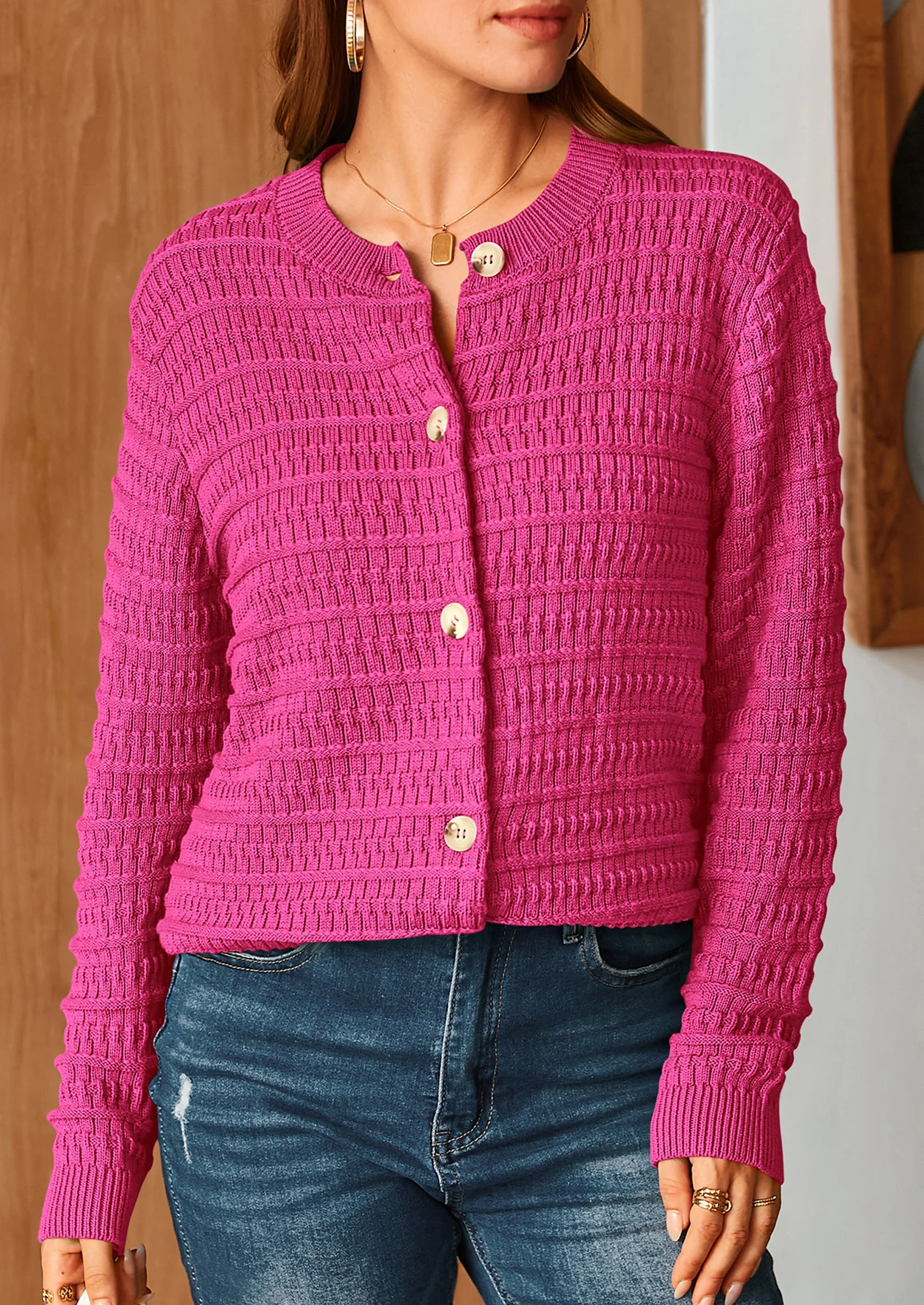 PRETTYGARDEN Women's Knit Cardigan Sweaters Casual Long Sleeve Open Front Button Down Trendy Jackets Outerwear - Image 77