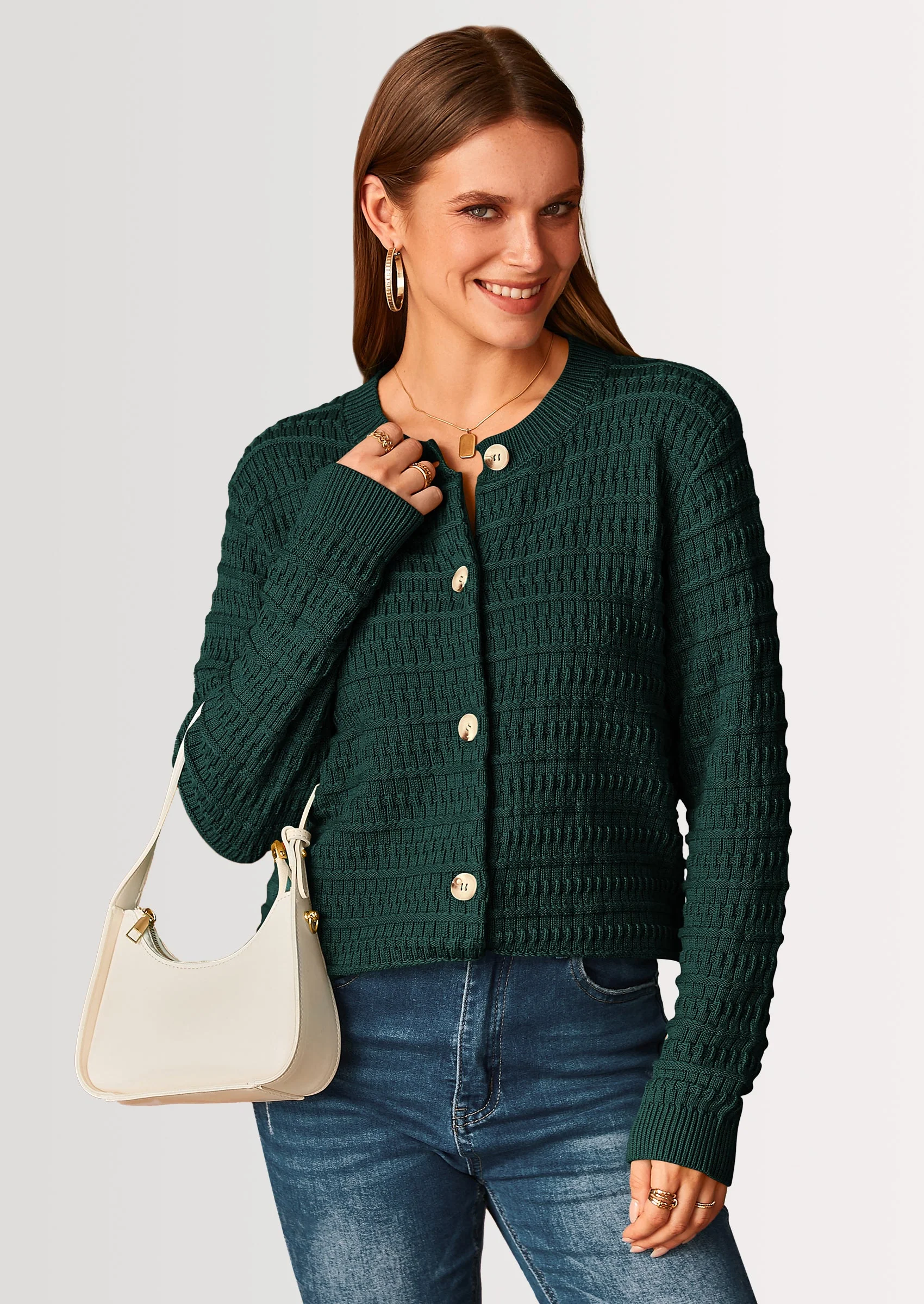 PRETTYGARDEN Women's Knit Cardigan Sweaters Casual Long Sleeve Open Front Button Down Trendy Jackets Outerwear - Image 79