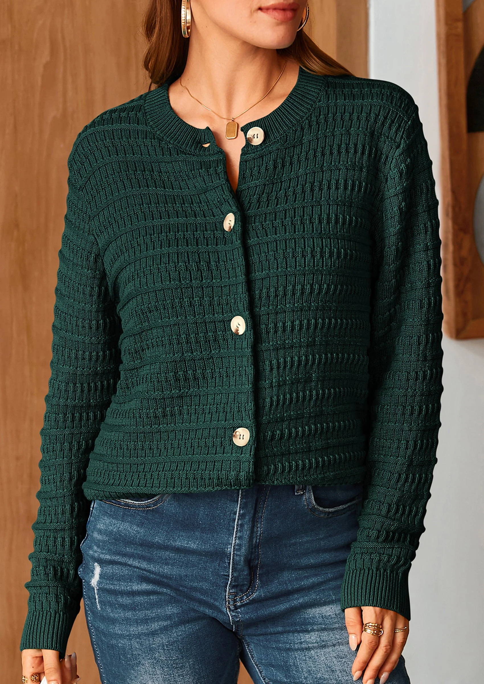 PRETTYGARDEN Women's Knit Cardigan Sweaters Casual Long Sleeve Open Front Button Down Trendy Jackets Outerwear - Image 83