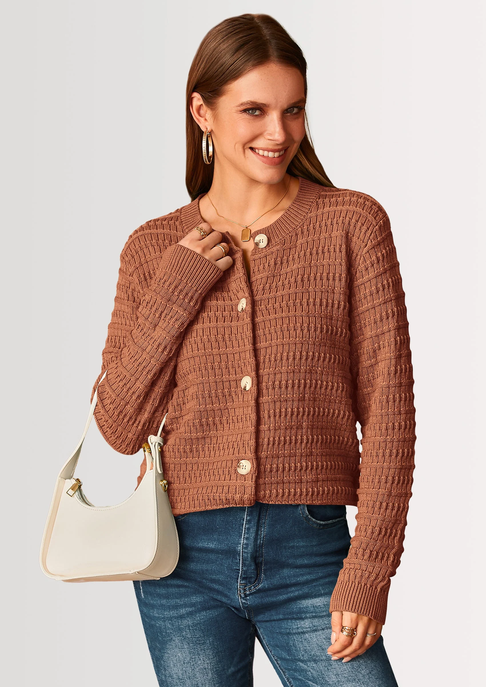 PRETTYGARDEN Women's Knit Cardigan Sweaters Casual Long Sleeve Open Front Button Down Trendy Jackets Outerwear - Image 85