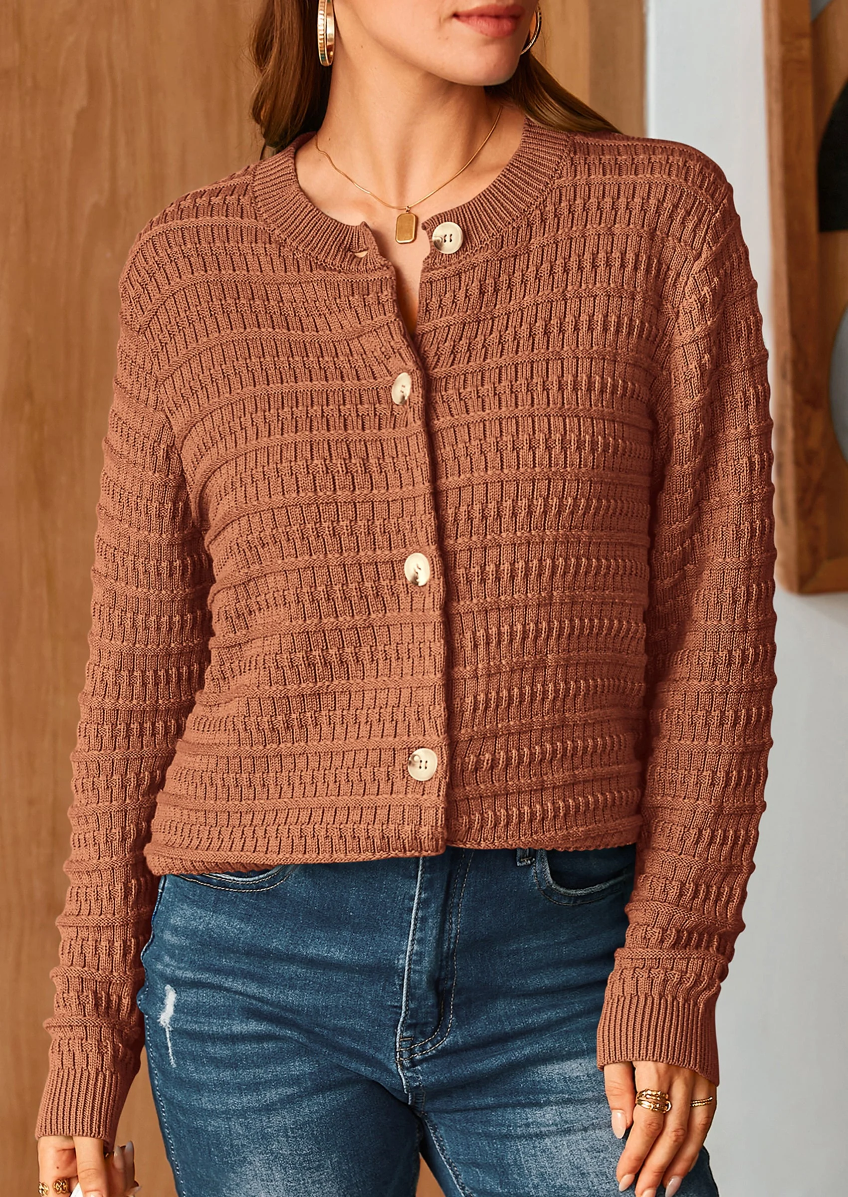 PRETTYGARDEN Women's Knit Cardigan Sweaters Casual Long Sleeve Open Front Button Down Trendy Jackets Outerwear - Image 89