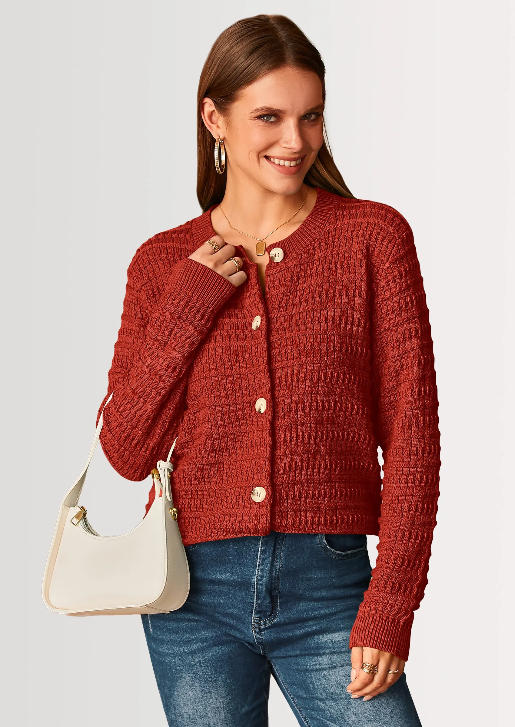 PRETTYGARDEN Women's Knit Cardigan Sweaters Casual Long Sleeve Open Front Button Down Trendy Jackets Outerwear - Image 9