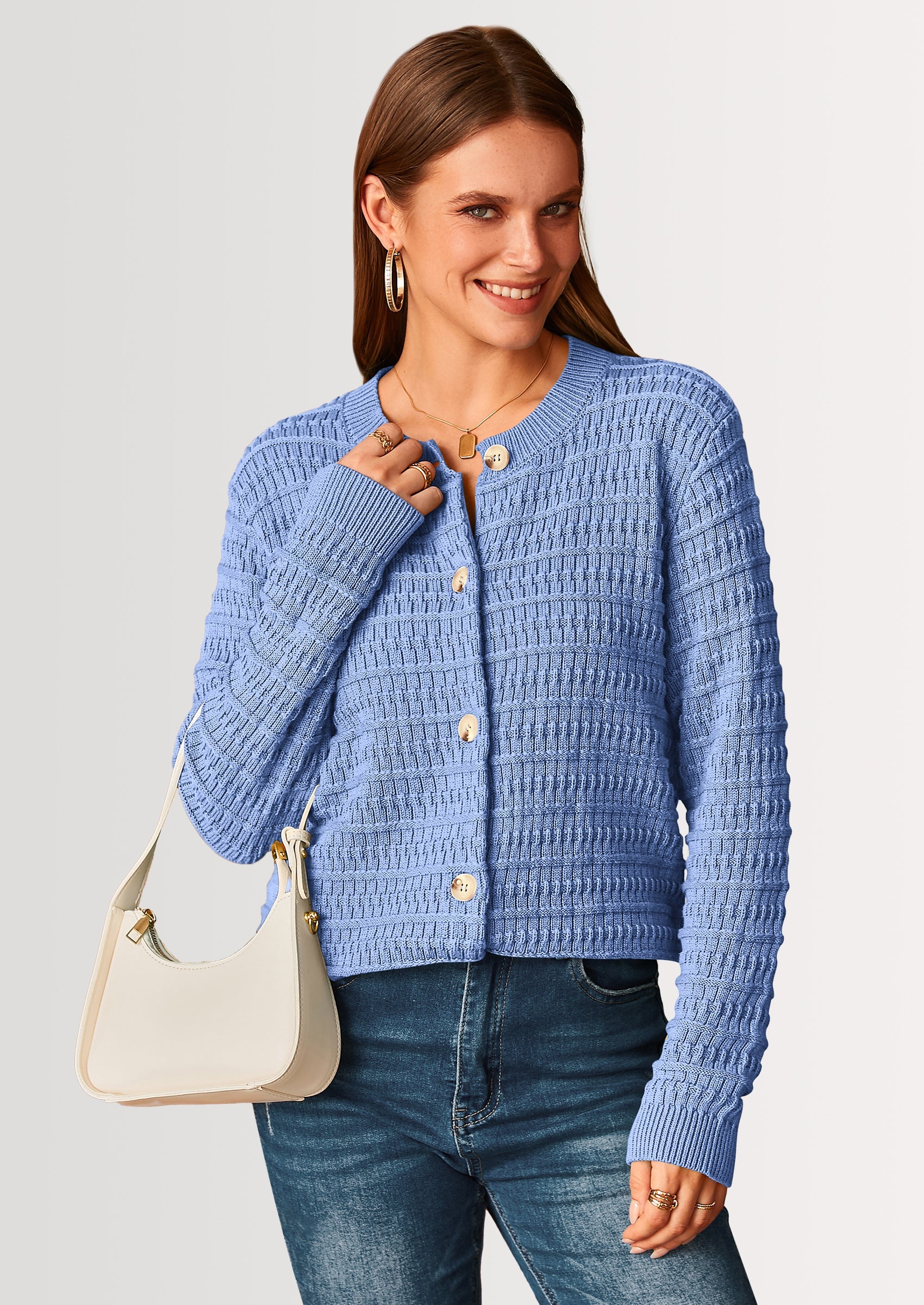 PRETTYGARDEN Women's Knit Cardigan Sweaters Casual Long Sleeve Open Front Button Down Trendy Jackets Outerwear - Image 91