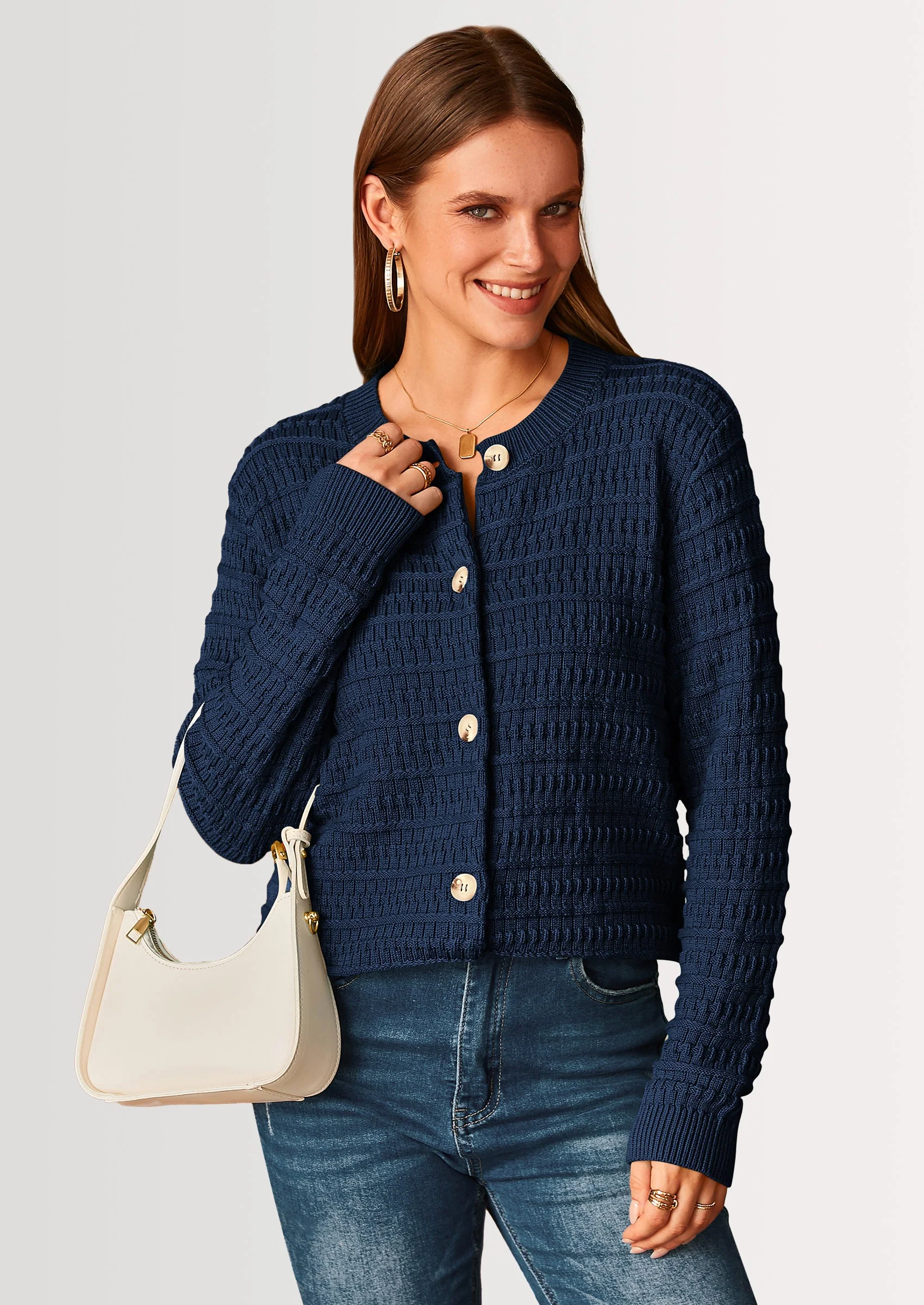 PRETTYGARDEN Women's Knit Cardigan Sweaters Casual Long Sleeve Open Front Button Down Trendy Jackets Outerwear - Image 97