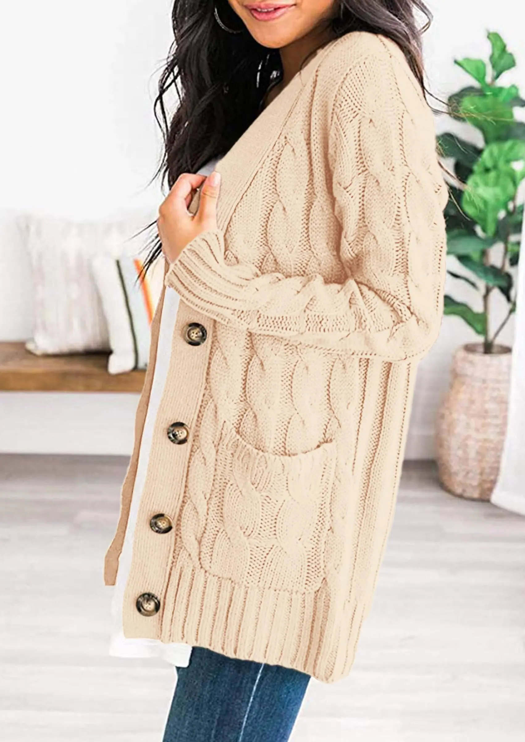 PRETTYGARDEN Women's Open Front Cardigan Sweaters Fall Fashion Button Down Cable Knit Chunky Winter Outerwear Coats - Image 10