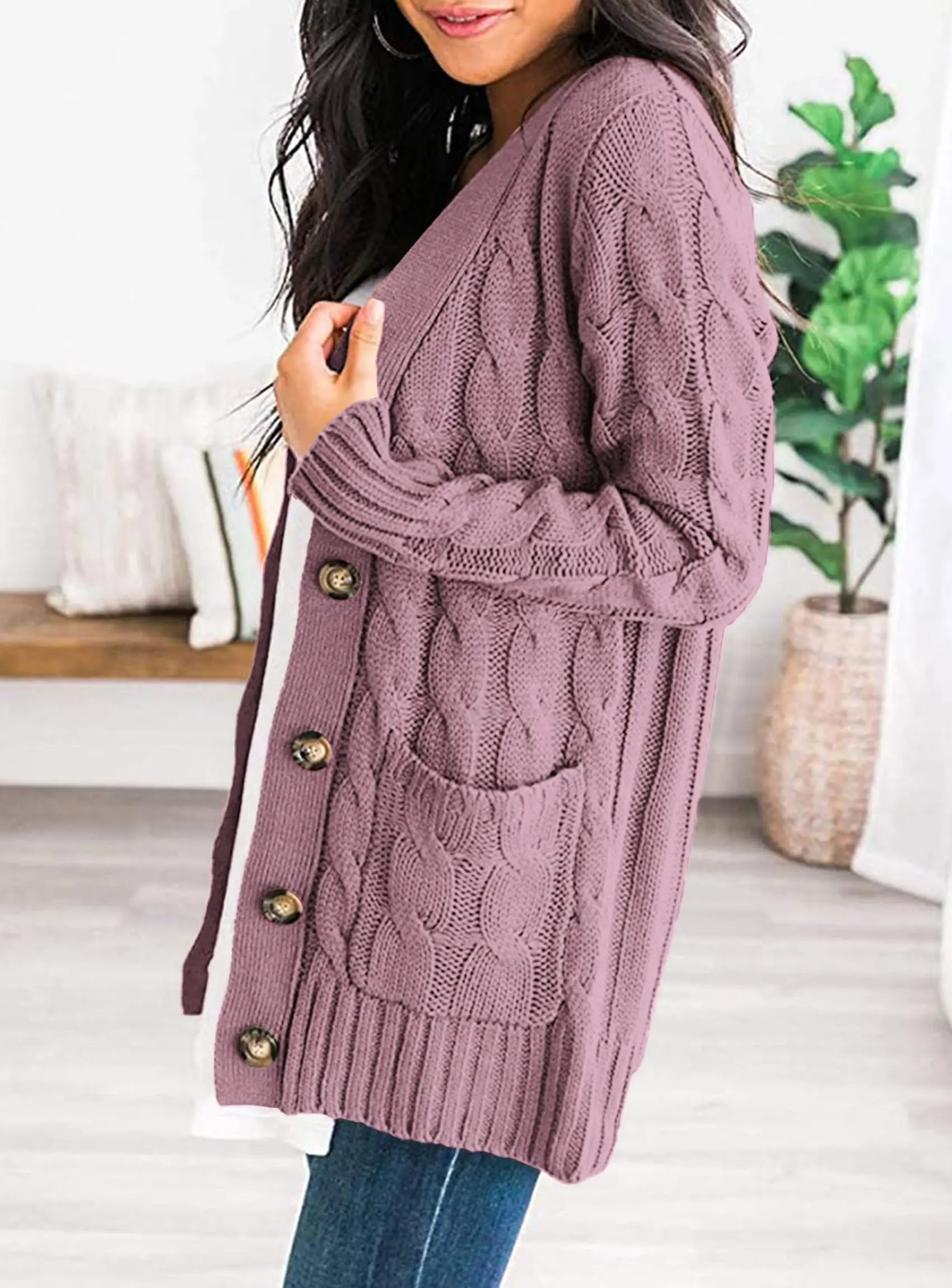 PRETTYGARDEN Women's Open Front Cardigan Sweaters Fall Fashion Button Down Cable Knit Chunky Winter Outerwear Coats - Image 104