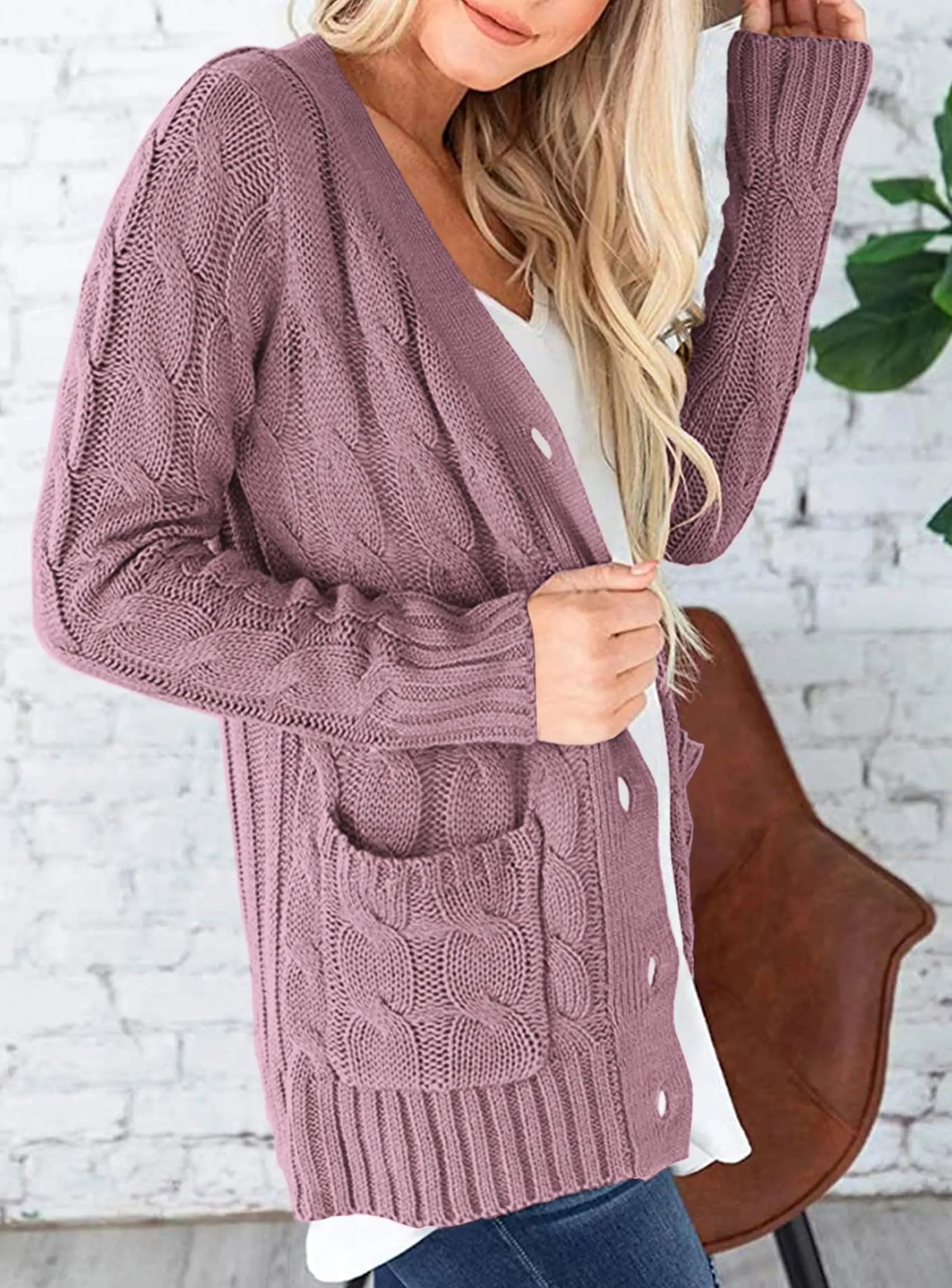 PRETTYGARDEN Women's Open Front Cardigan Sweaters Fall Fashion Button Down Cable Knit Chunky Winter Outerwear Coats - Image 105