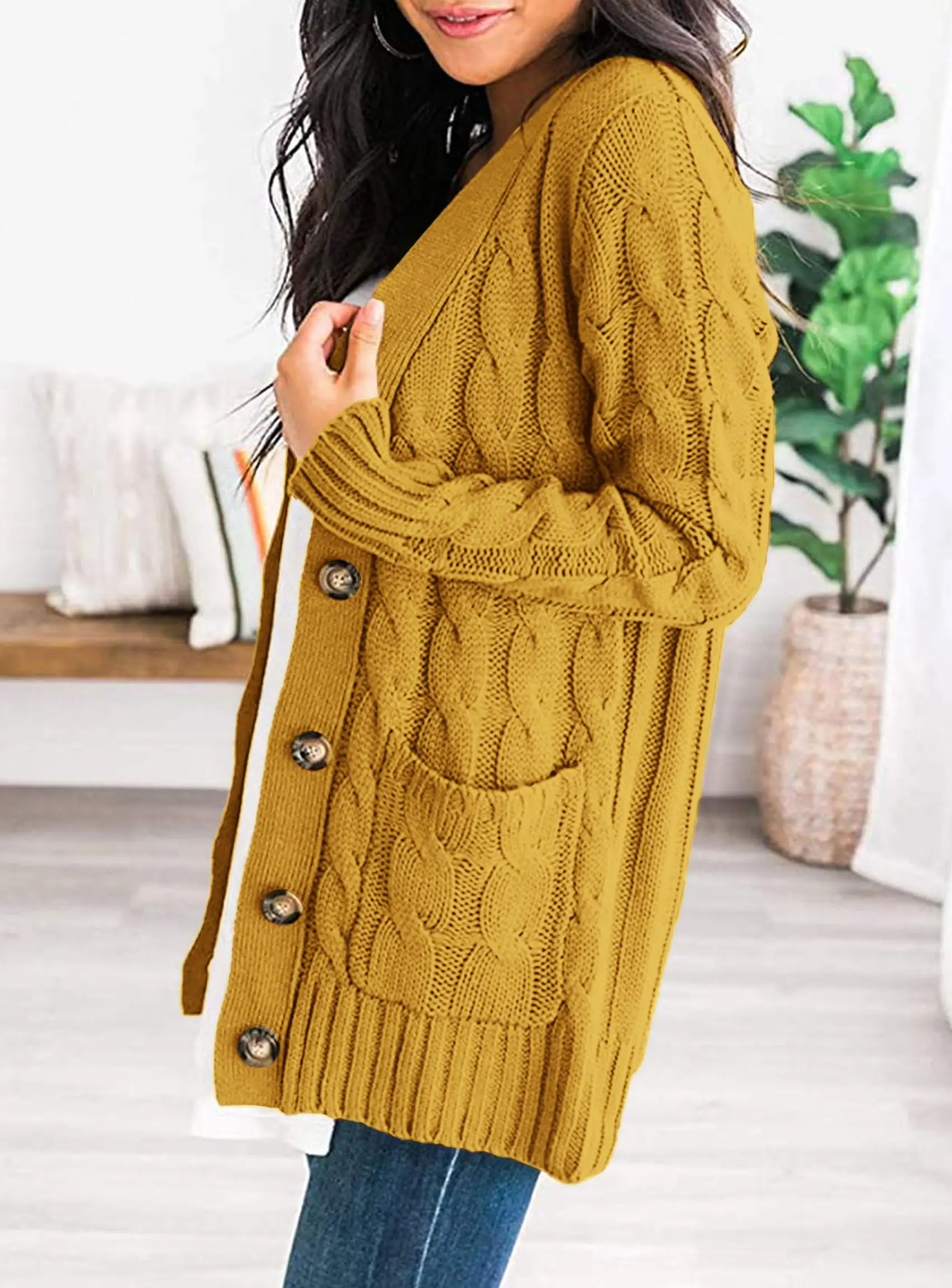 PRETTYGARDEN Women's Open Front Cardigan Sweaters Fall Fashion Button Down Cable Knit Chunky Winter Outerwear Coats - Image 113