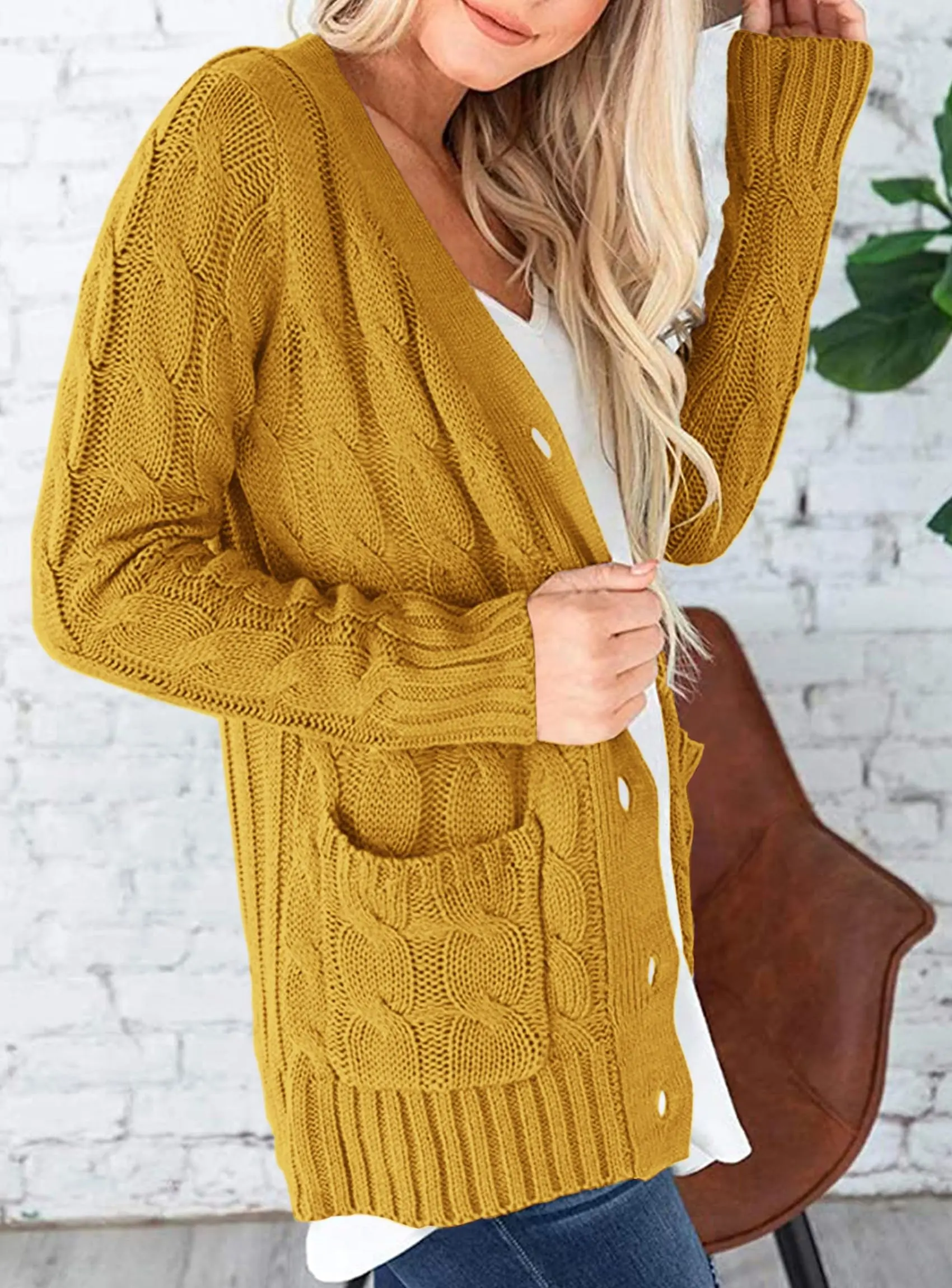 PRETTYGARDEN Women's Open Front Cardigan Sweaters Fall Fashion Button Down Cable Knit Chunky Winter Outerwear Coats - Image 114