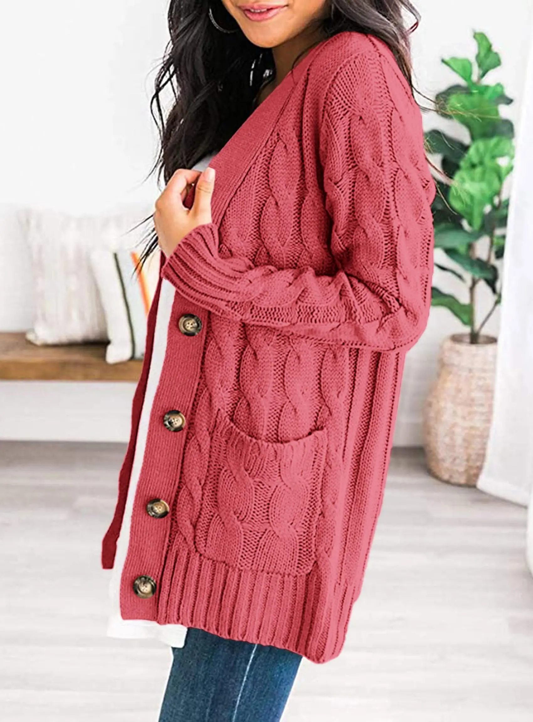 PRETTYGARDEN Women's Open Front Cardigan Sweaters Fall Fashion Button Down Cable Knit Chunky Winter Outerwear Coats - Image 118