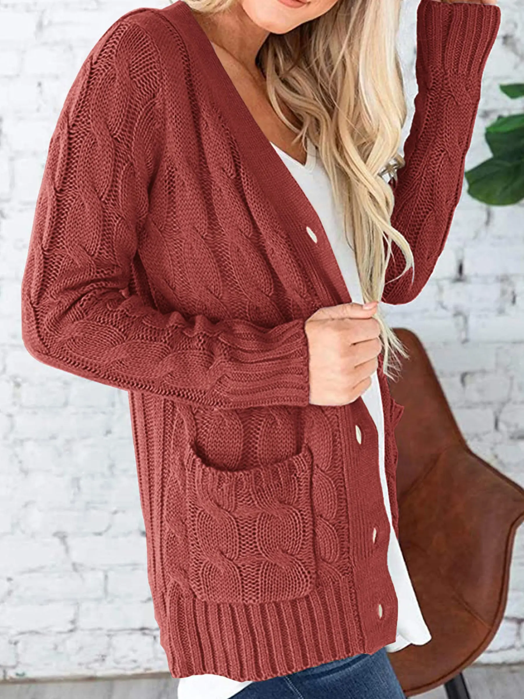 PRETTYGARDEN Women's Open Front Cardigan Sweaters Fall Fashion Button Down Cable Knit Chunky Winter Outerwear Coats - Image 20