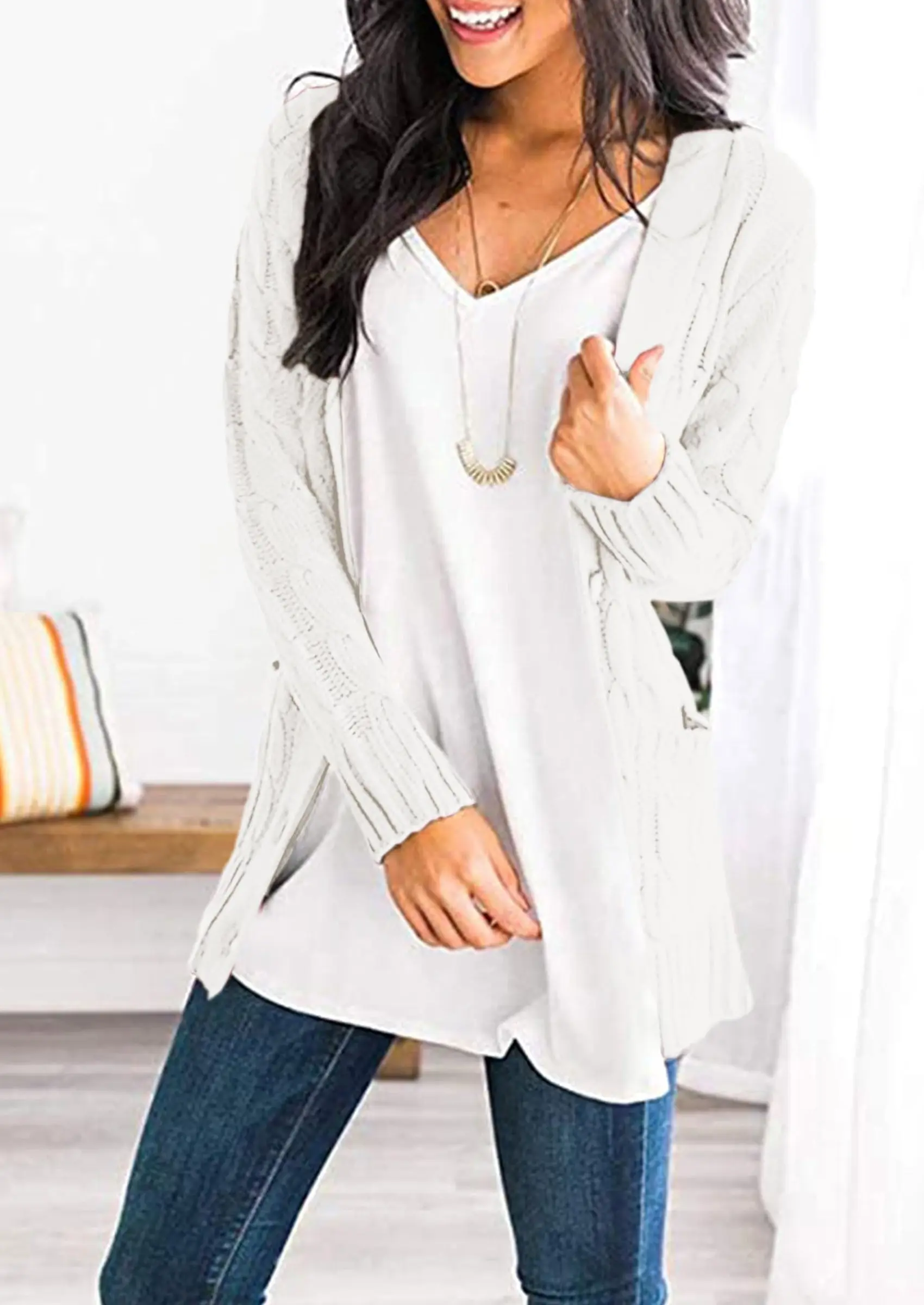 PRETTYGARDEN Women's Open Front Cardigan Sweaters Fall Fashion Button Down Cable Knit Chunky Winter Outerwear Coats - Image 23