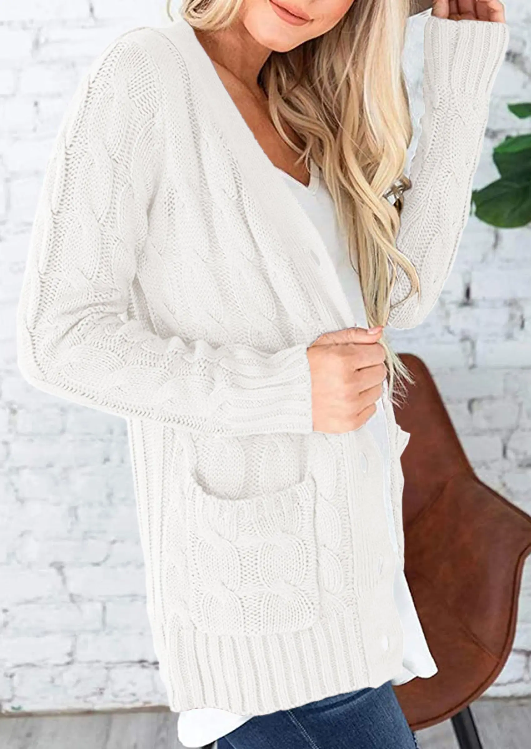 PRETTYGARDEN Women's Open Front Cardigan Sweaters Fall Fashion Button Down Cable Knit Chunky Winter Outerwear Coats - Image 25