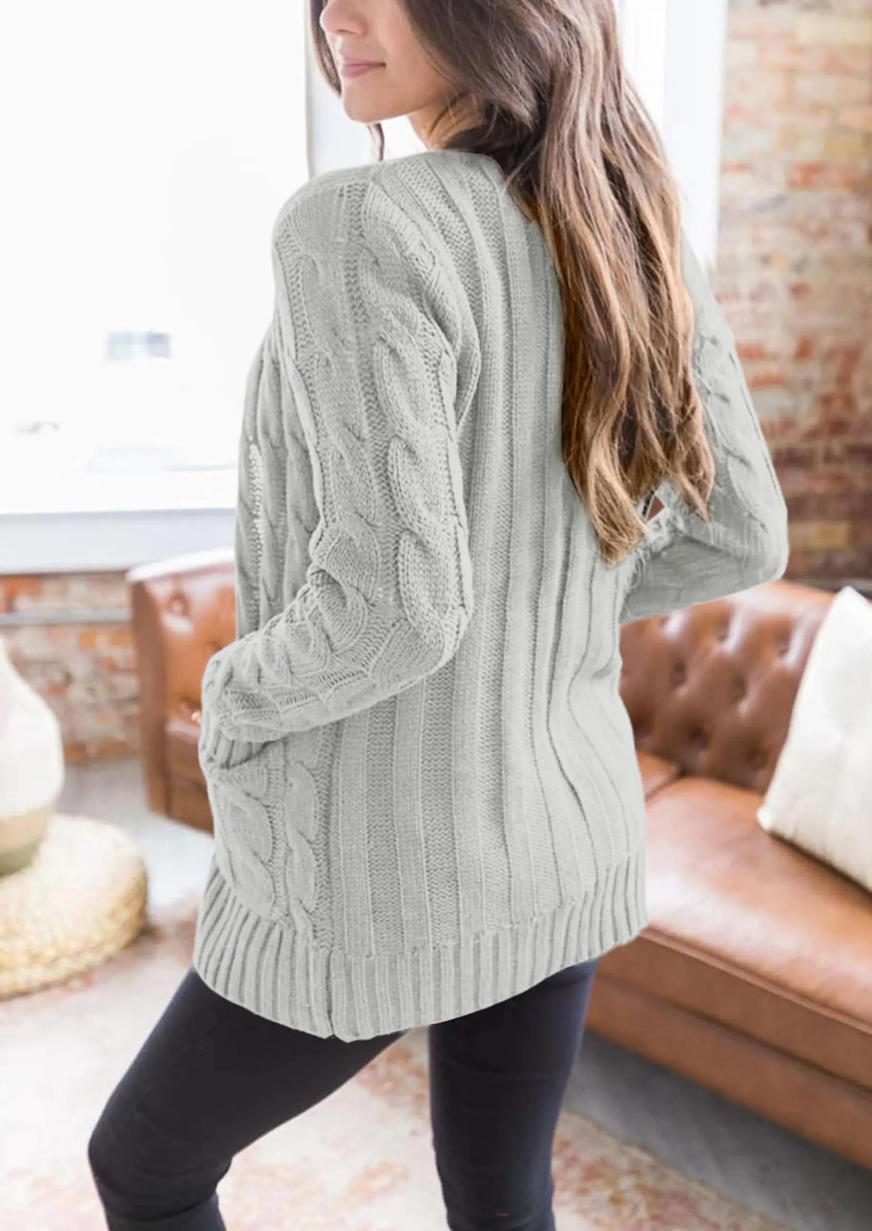 PRETTYGARDEN Women's Open Front Cardigan Sweaters Fall Fashion Button Down Cable Knit Chunky Winter Outerwear Coats - Image 27