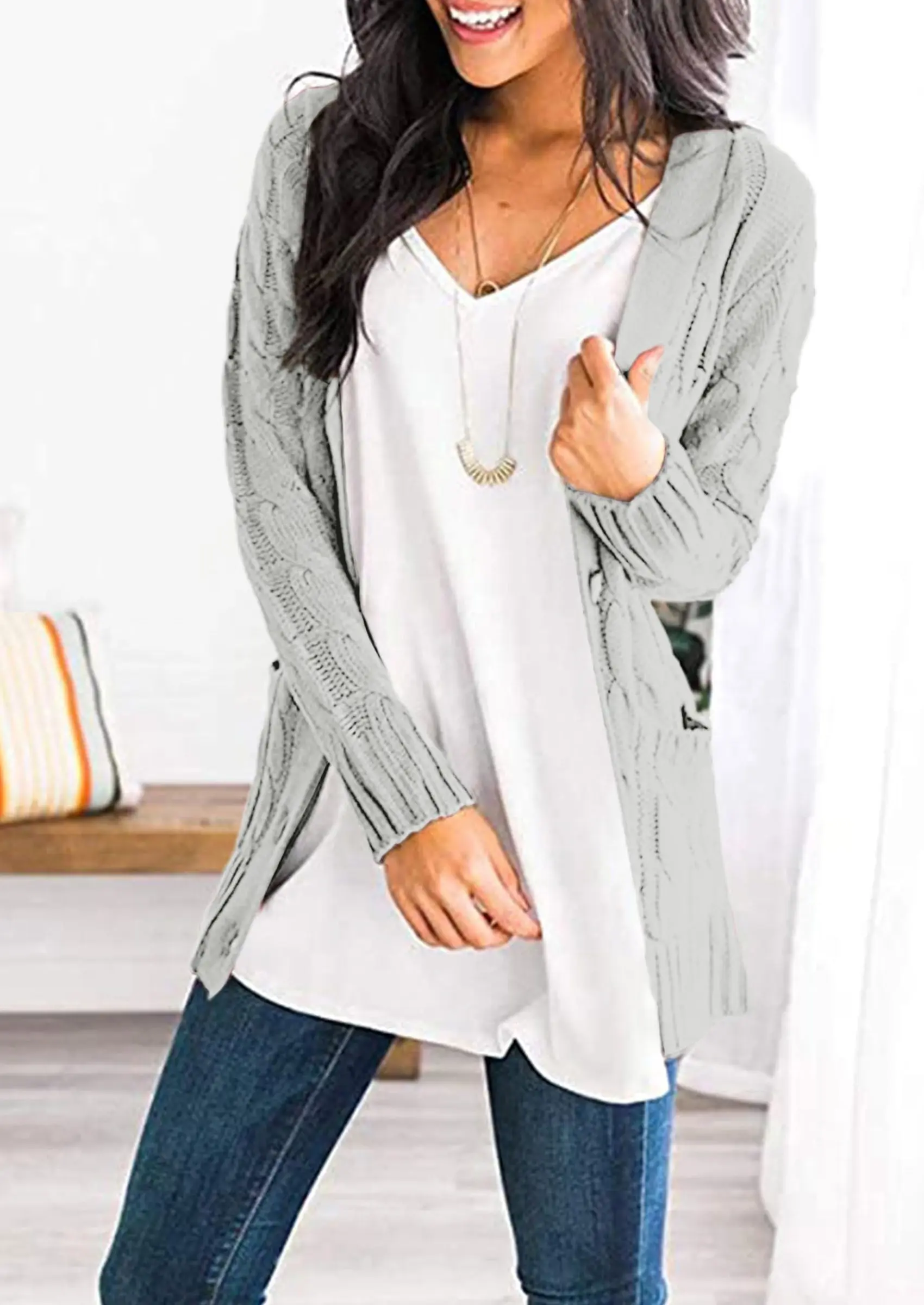 PRETTYGARDEN Women's Open Front Cardigan Sweaters Fall Fashion Button Down Cable Knit Chunky Winter Outerwear Coats - Image 28