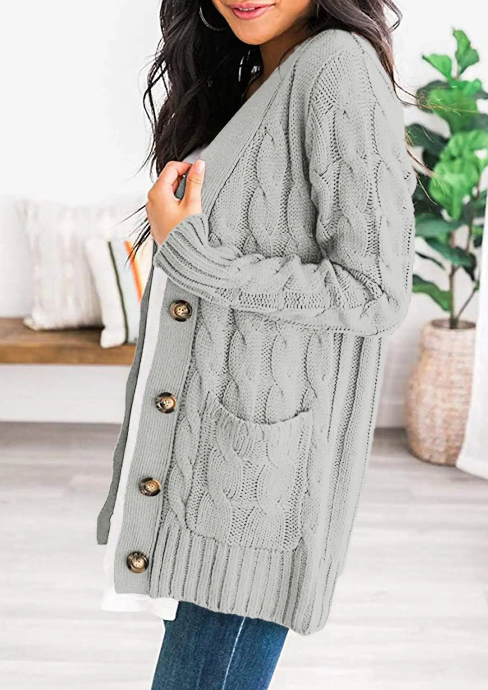 PRETTYGARDEN Women's Open Front Cardigan Sweaters Fall Fashion Button Down Cable Knit Chunky Winter Outerwear Coats - Image 29