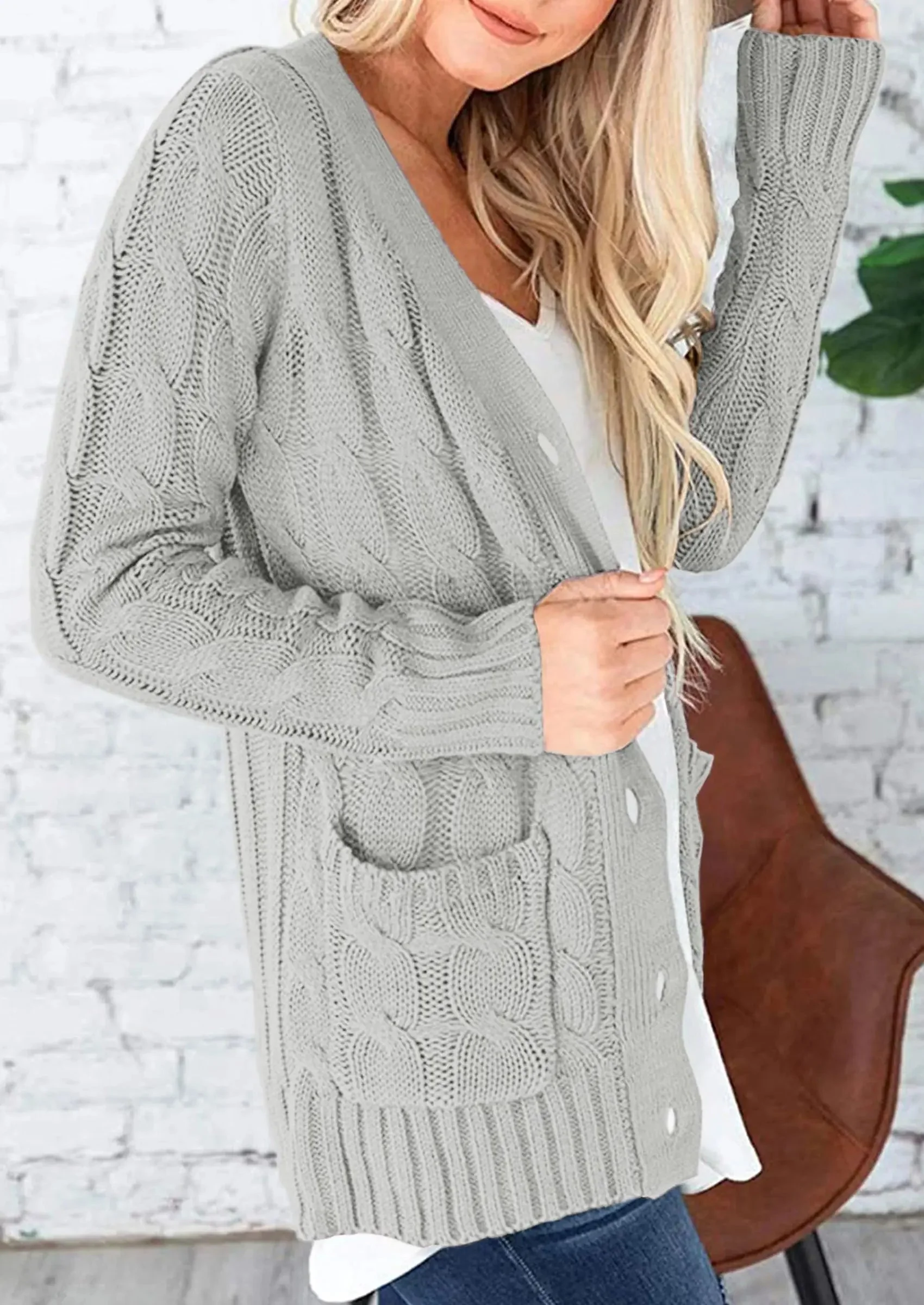 PRETTYGARDEN Women's Open Front Cardigan Sweaters Fall Fashion Button Down Cable Knit Chunky Winter Outerwear Coats - Image 30