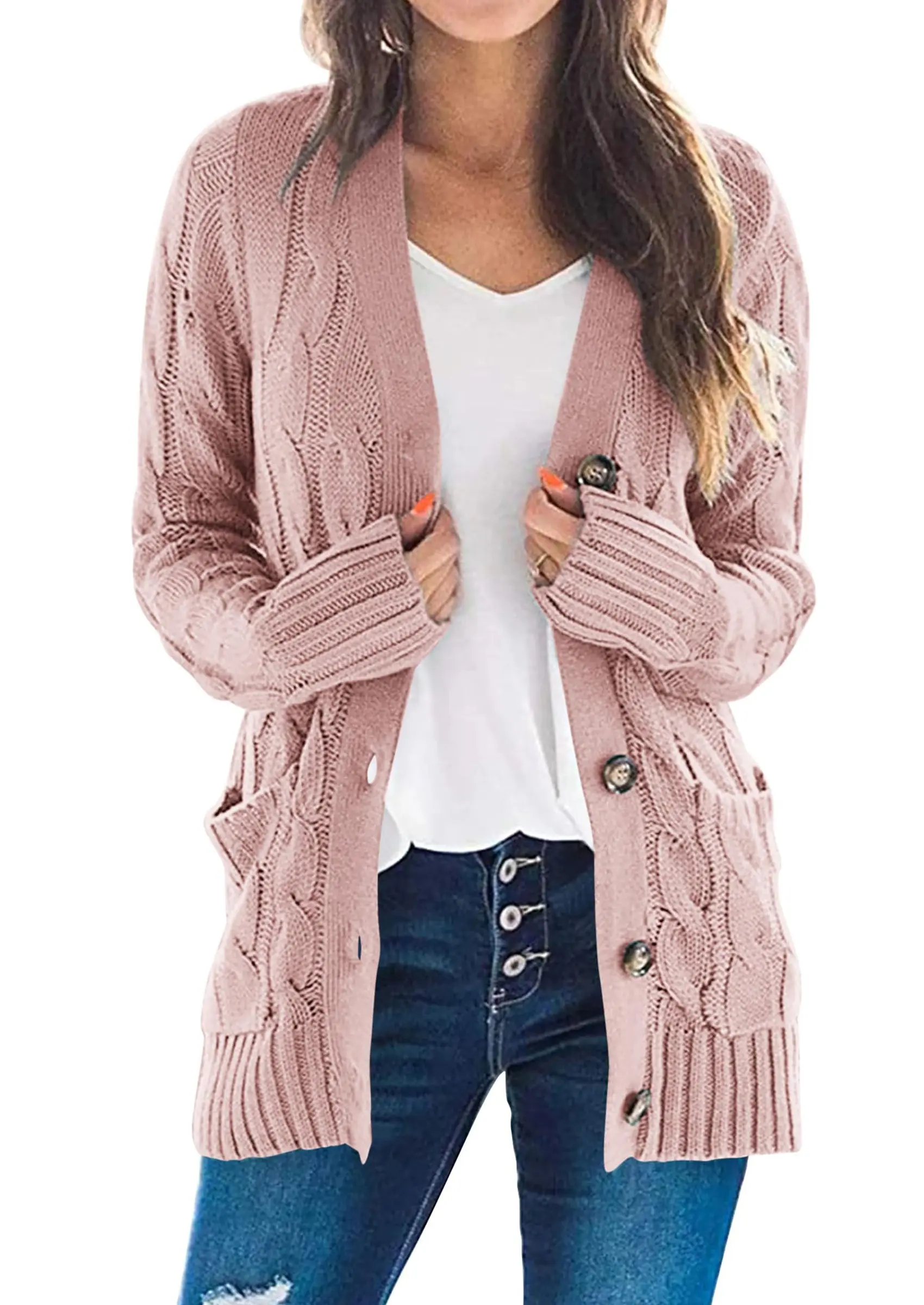 PRETTYGARDEN Women's Open Front Cardigan Sweaters Fall Fashion Button Down Cable Knit Chunky Winter Outerwear Coats - Image 31