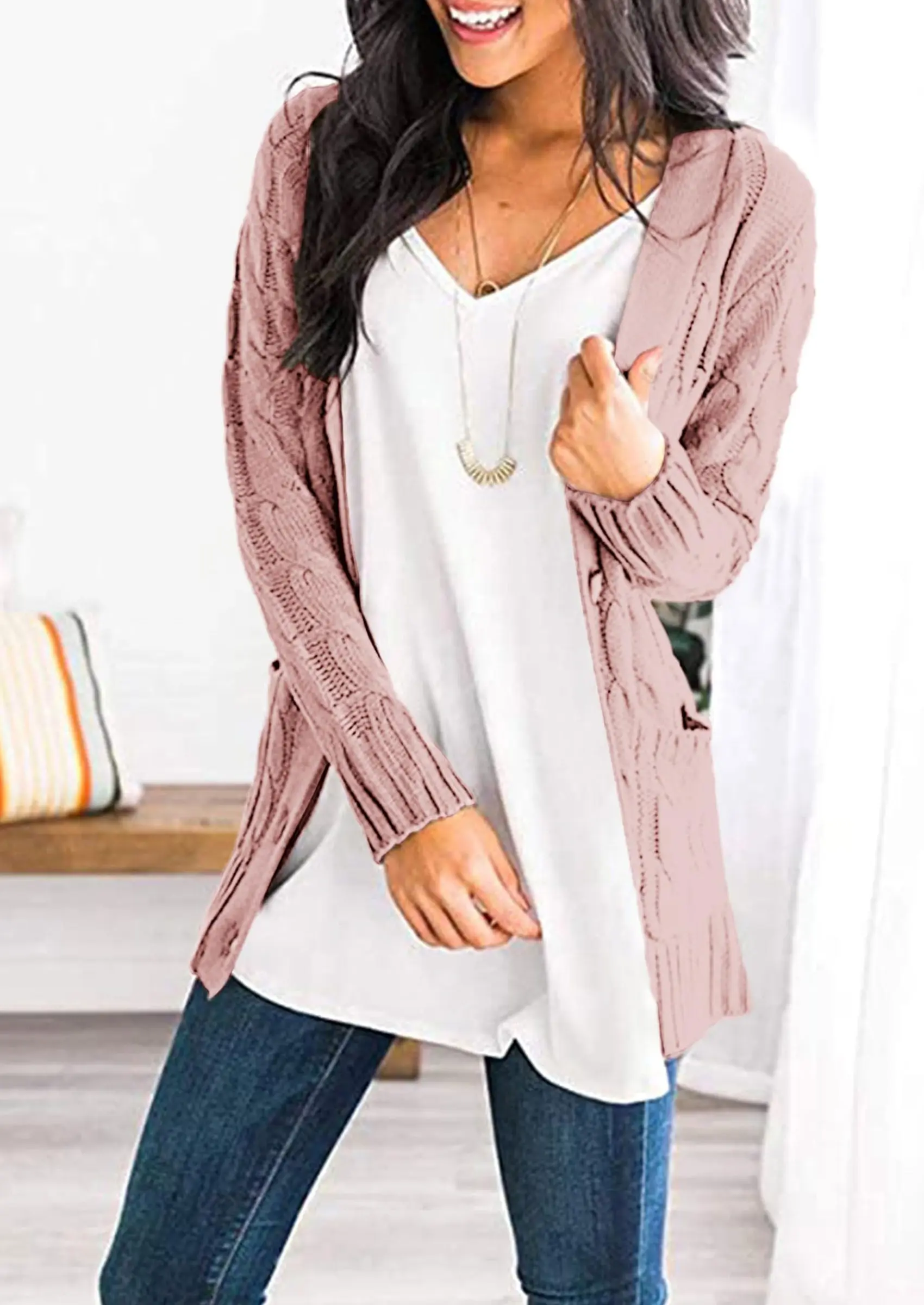 PRETTYGARDEN Women's Open Front Cardigan Sweaters Fall Fashion Button Down Cable Knit Chunky Winter Outerwear Coats - Image 33