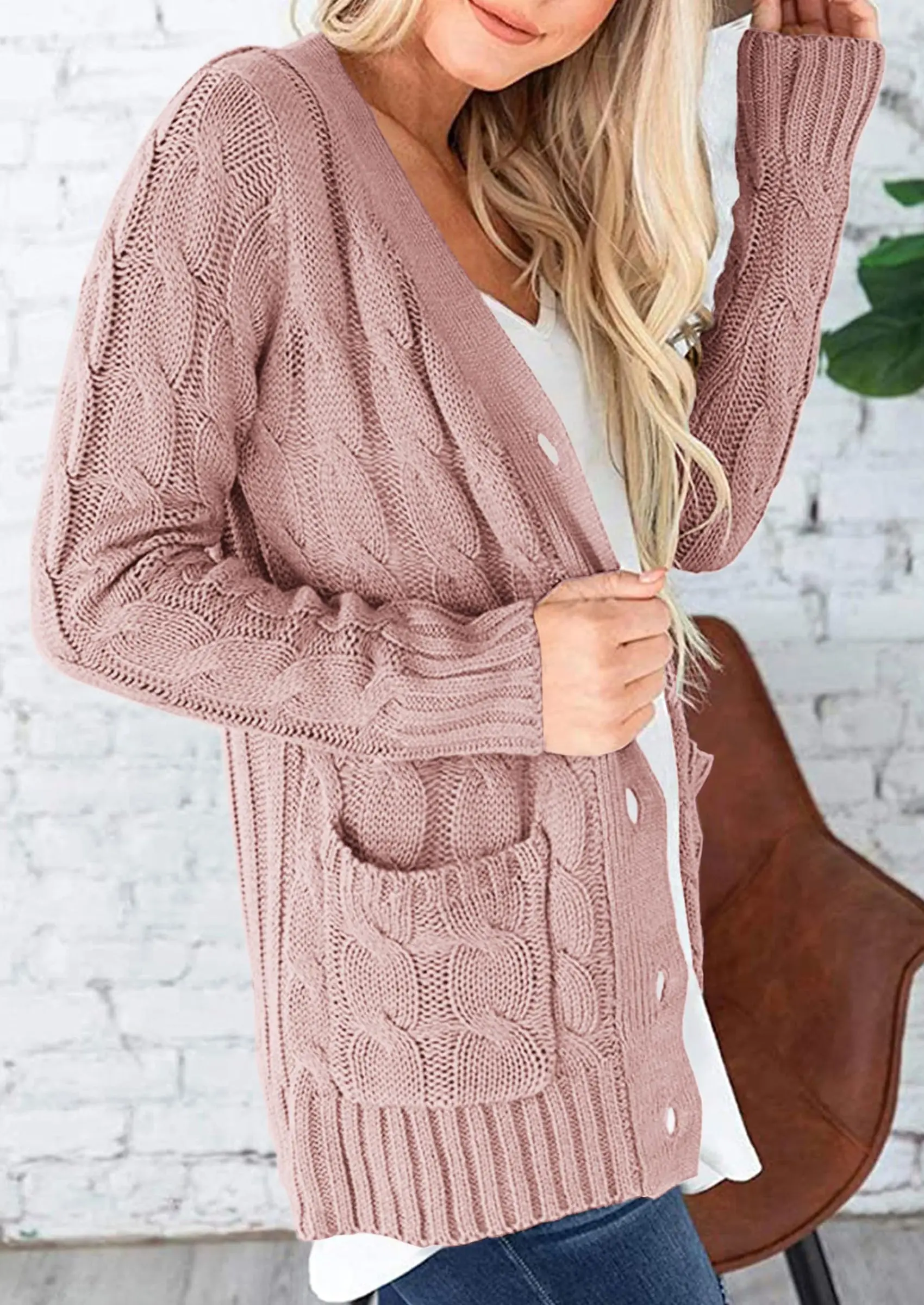 PRETTYGARDEN Women's Open Front Cardigan Sweaters Fall Fashion Button Down Cable Knit Chunky Winter Outerwear Coats - Image 35