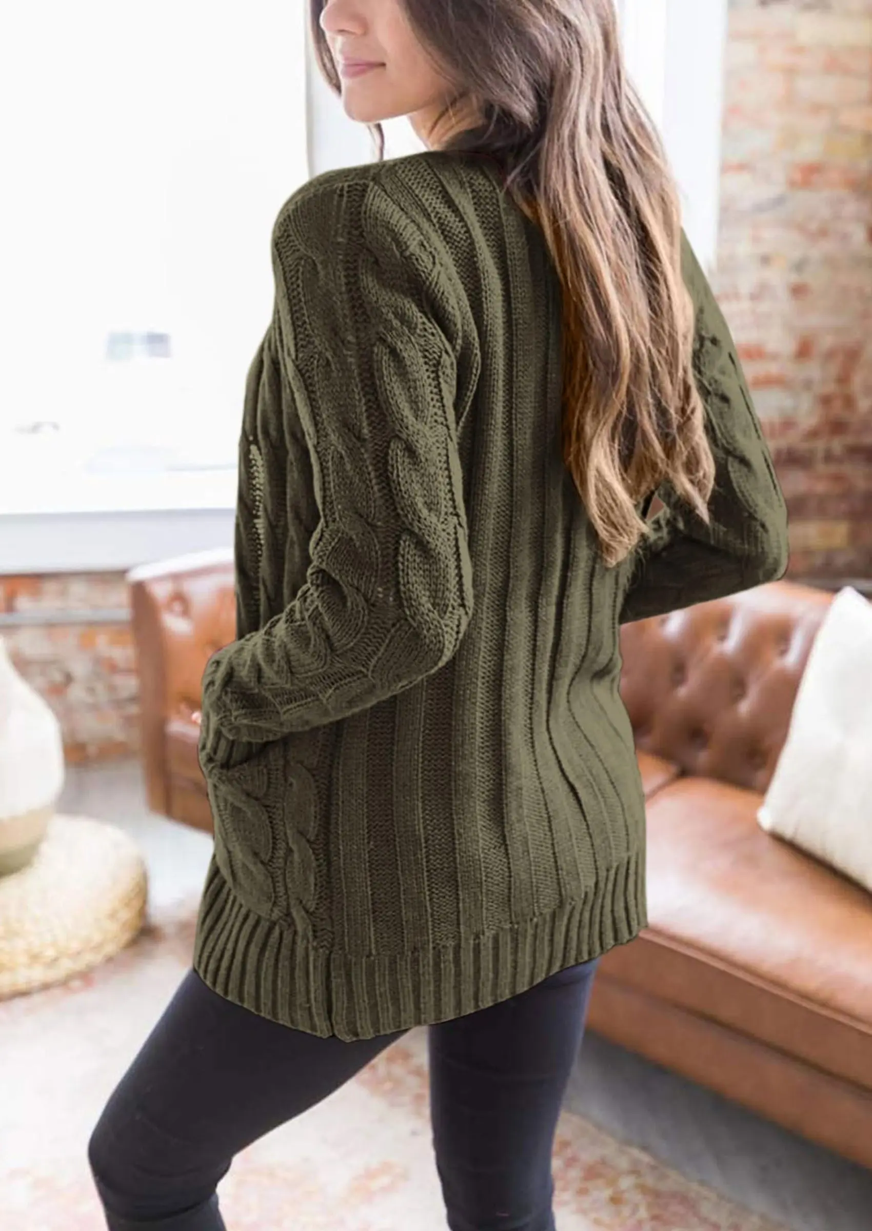 PRETTYGARDEN Women's Open Front Cardigan Sweaters Fall Fashion Button Down Cable Knit Chunky Winter Outerwear Coats - Image 37