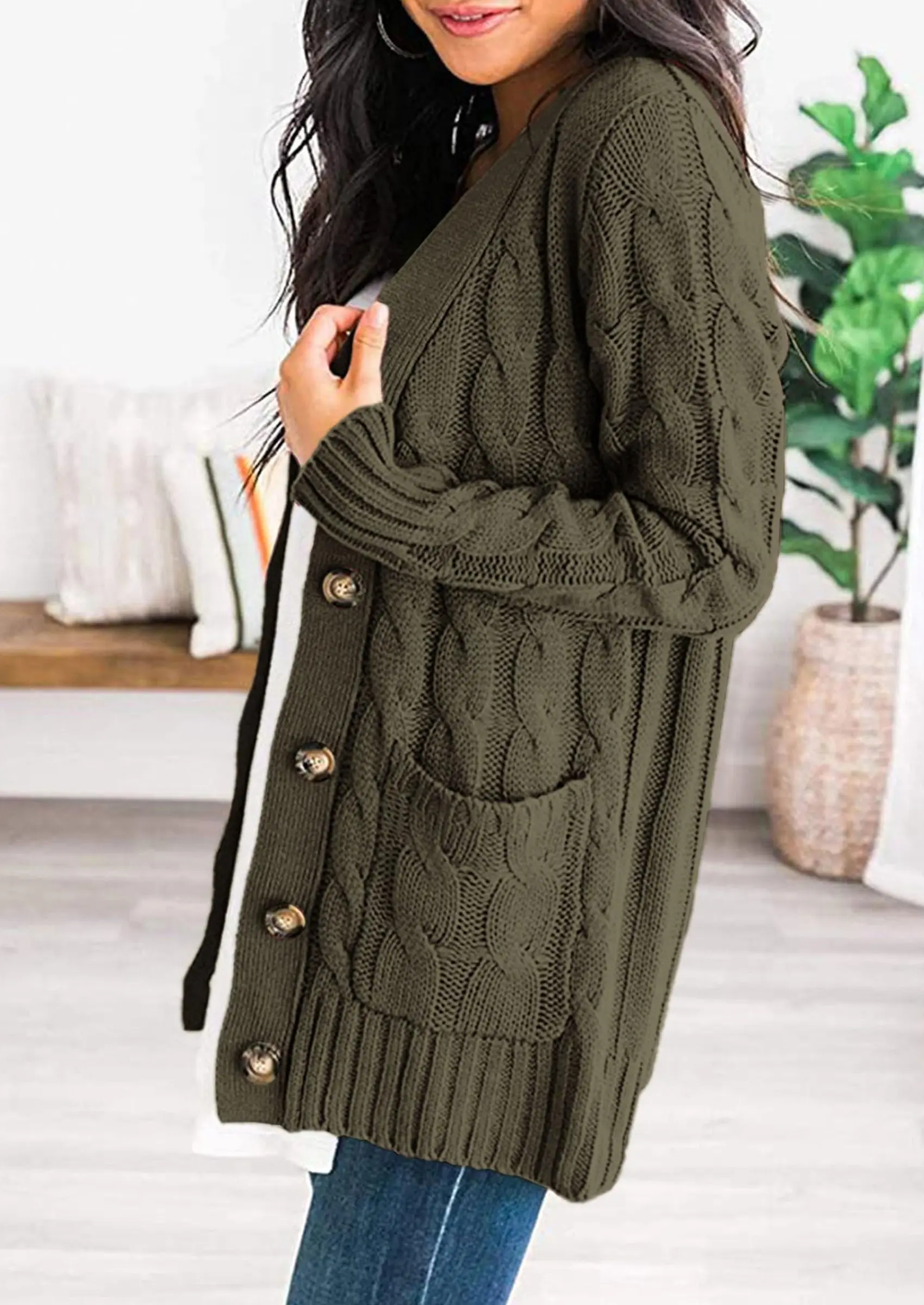 PRETTYGARDEN Women's Open Front Cardigan Sweaters Fall Fashion Button Down Cable Knit Chunky Winter Outerwear Coats - Image 39