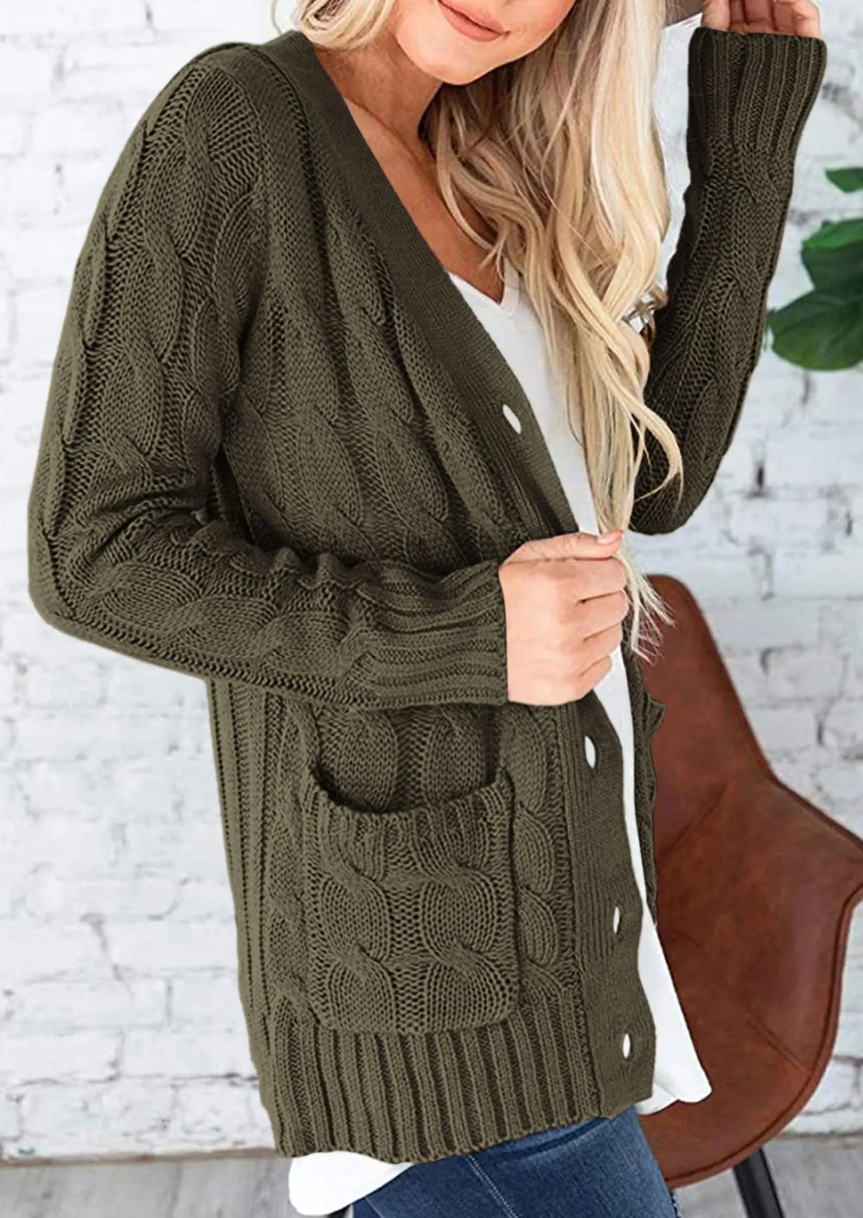 PRETTYGARDEN Women's Open Front Cardigan Sweaters Fall Fashion Button Down Cable Knit Chunky Winter Outerwear Coats - Image 40