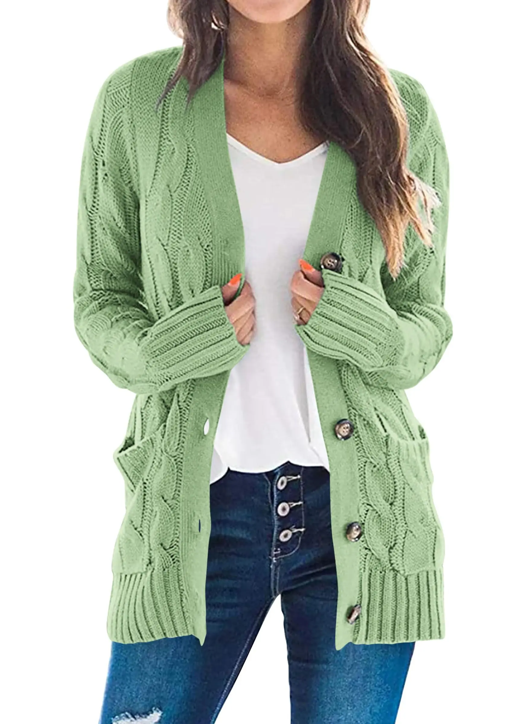 PRETTYGARDEN Women's Open Front Cardigan Sweaters Fall Fashion Button Down Cable Knit Chunky Winter Outerwear Coats - Image 41