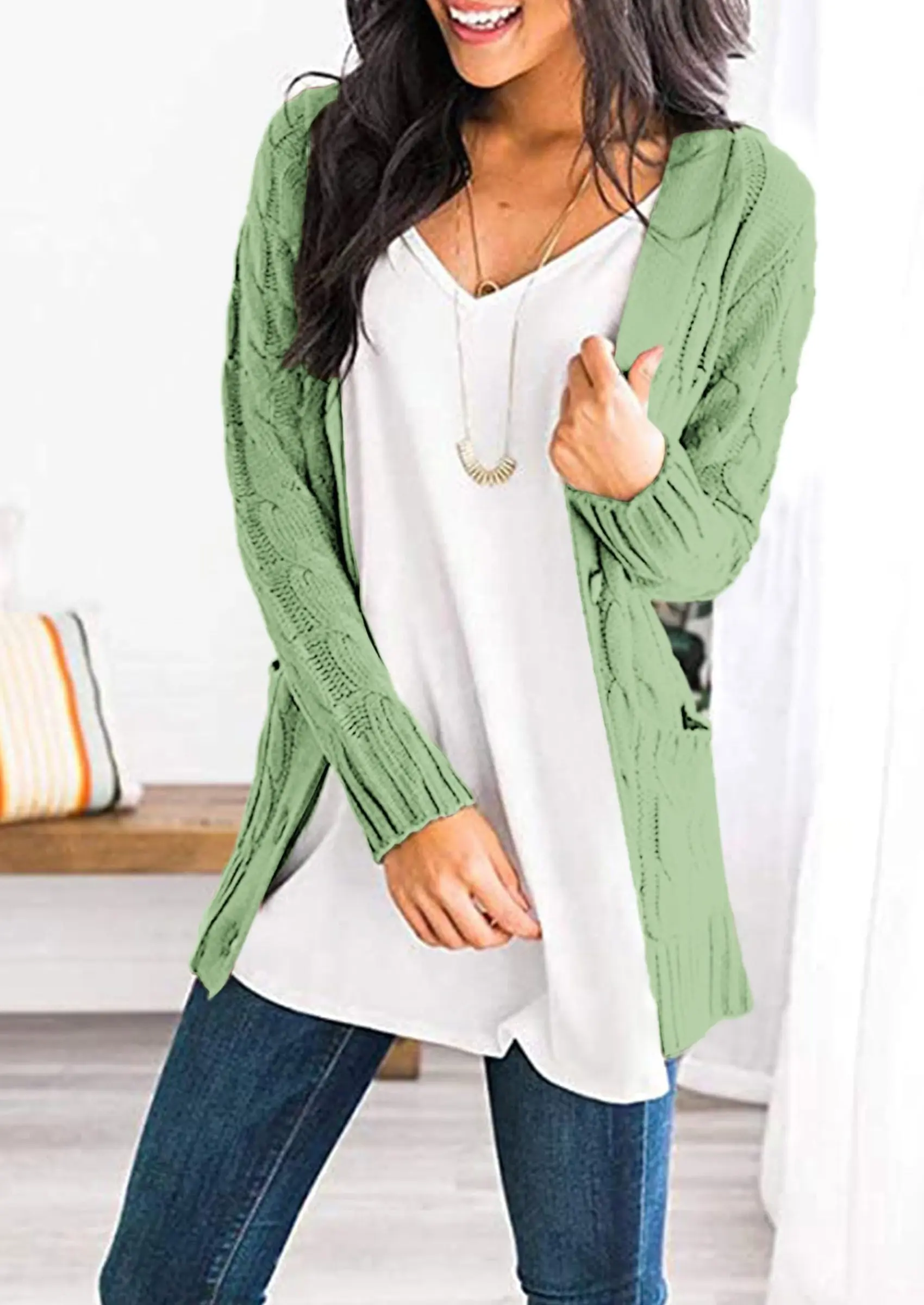 PRETTYGARDEN Women's Open Front Cardigan Sweaters Fall Fashion Button Down Cable Knit Chunky Winter Outerwear Coats - Image 43