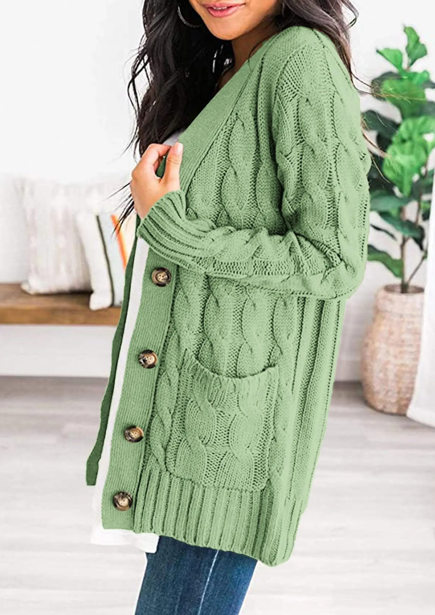 PRETTYGARDEN Women's Open Front Cardigan Sweaters Fall Fashion Button Down Cable Knit Chunky Winter Outerwear Coats - Image 44