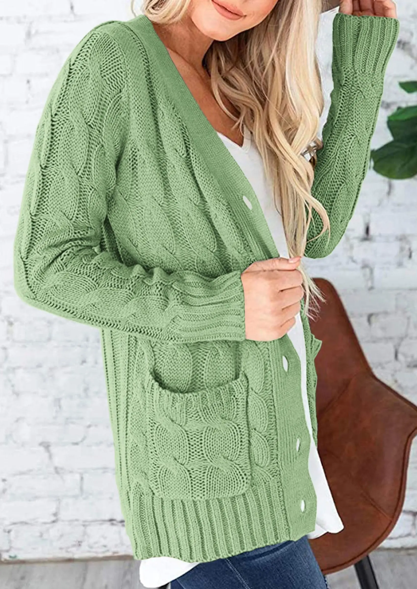 PRETTYGARDEN Women's Open Front Cardigan Sweaters Fall Fashion Button Down Cable Knit Chunky Winter Outerwear Coats - Image 45