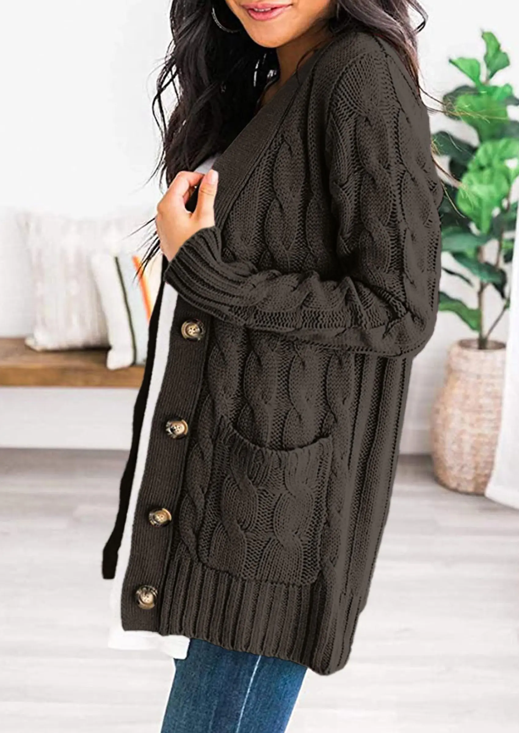 PRETTYGARDEN Women's Open Front Cardigan Sweaters Fall Fashion Button Down Cable Knit Chunky Winter Outerwear Coats - Image 48