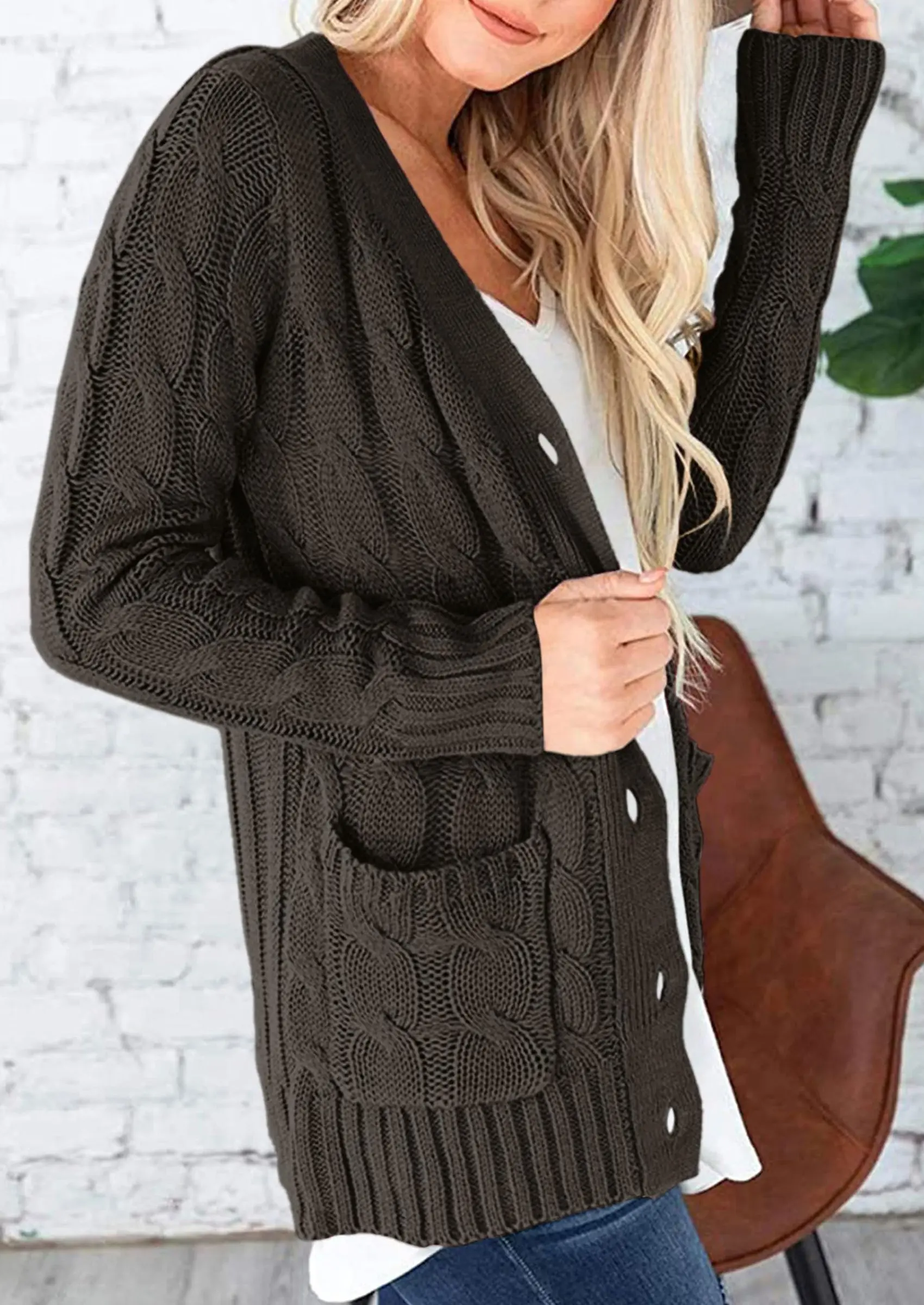 PRETTYGARDEN Women's Open Front Cardigan Sweaters Fall Fashion Button Down Cable Knit Chunky Winter Outerwear Coats - Image 50