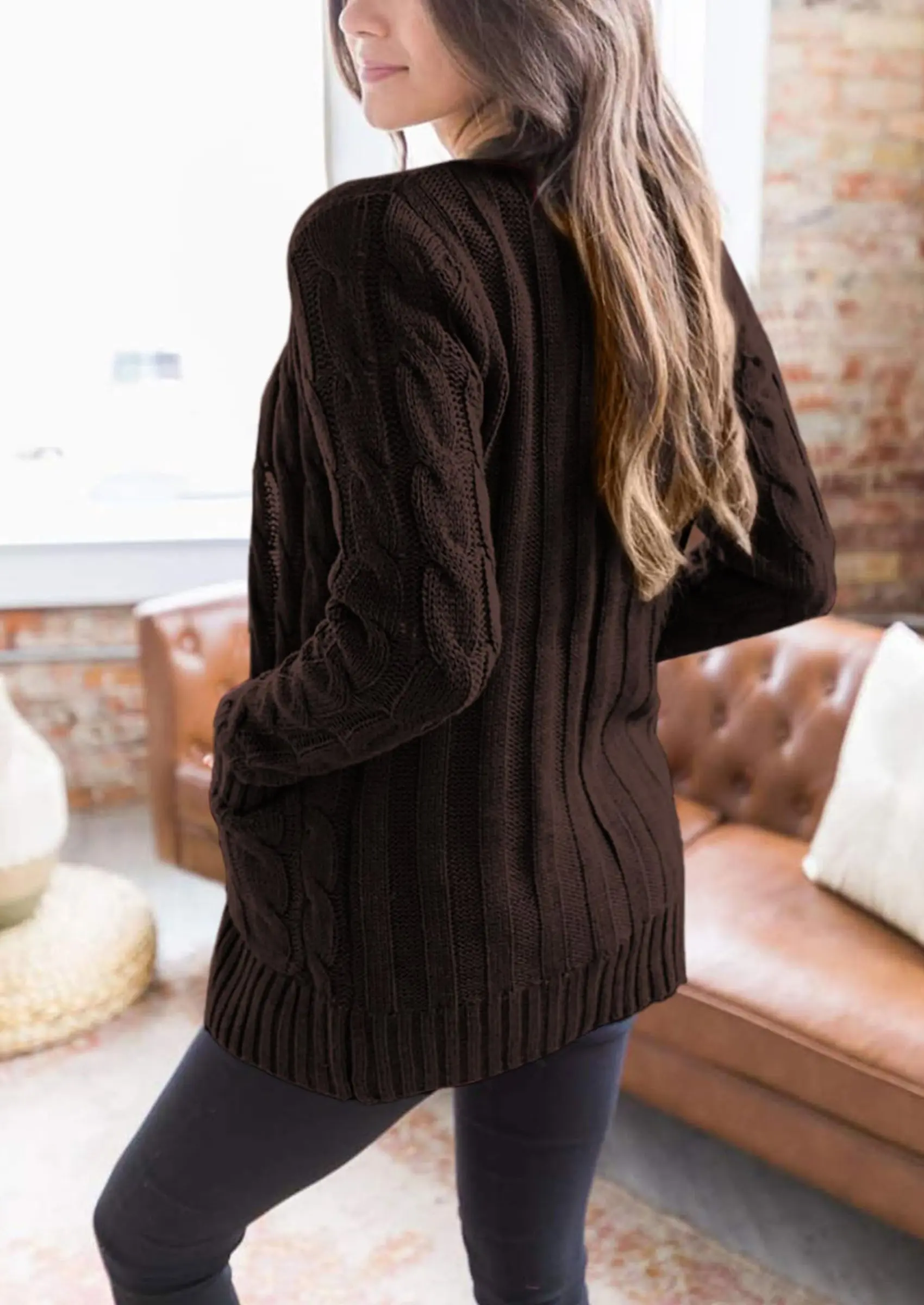 PRETTYGARDEN Women's Open Front Cardigan Sweaters Fall Fashion Button Down Cable Knit Chunky Winter Outerwear Coats - Image 52