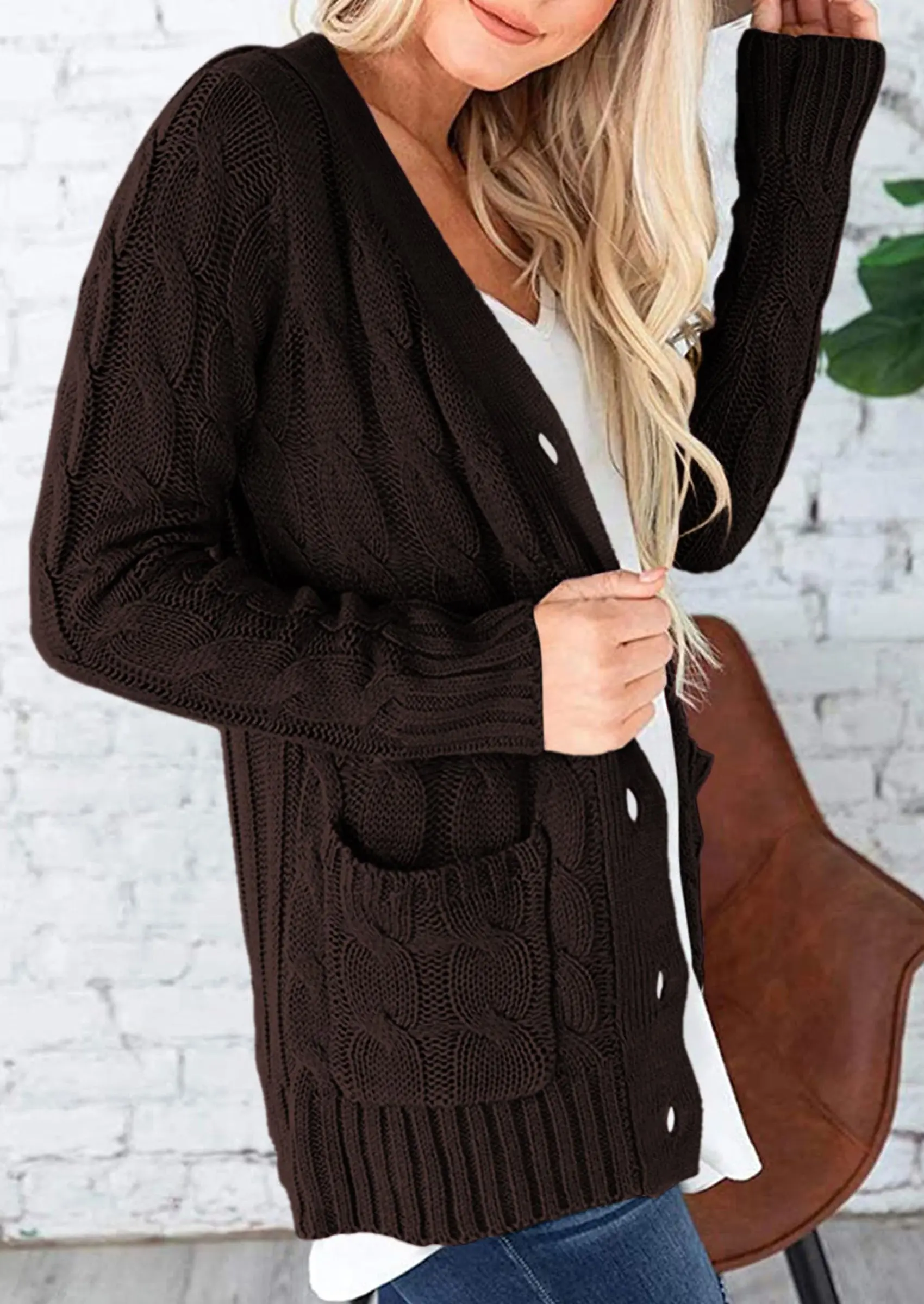 PRETTYGARDEN Women's Open Front Cardigan Sweaters Fall Fashion Button Down Cable Knit Chunky Winter Outerwear Coats - Image 55