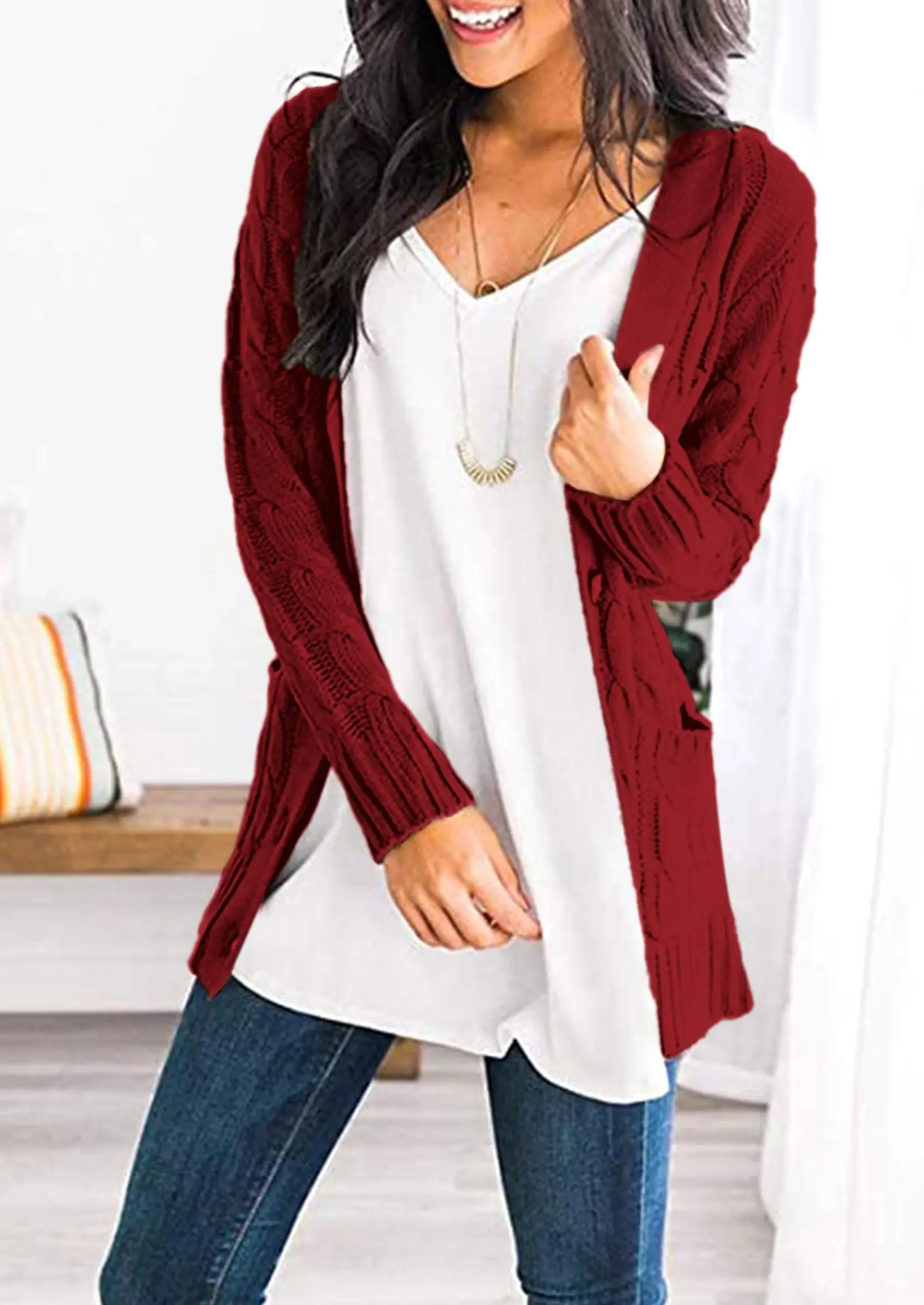 PRETTYGARDEN Women's Open Front Cardigan Sweaters Fall Fashion Button Down Cable Knit Chunky Winter Outerwear Coats - Image 58