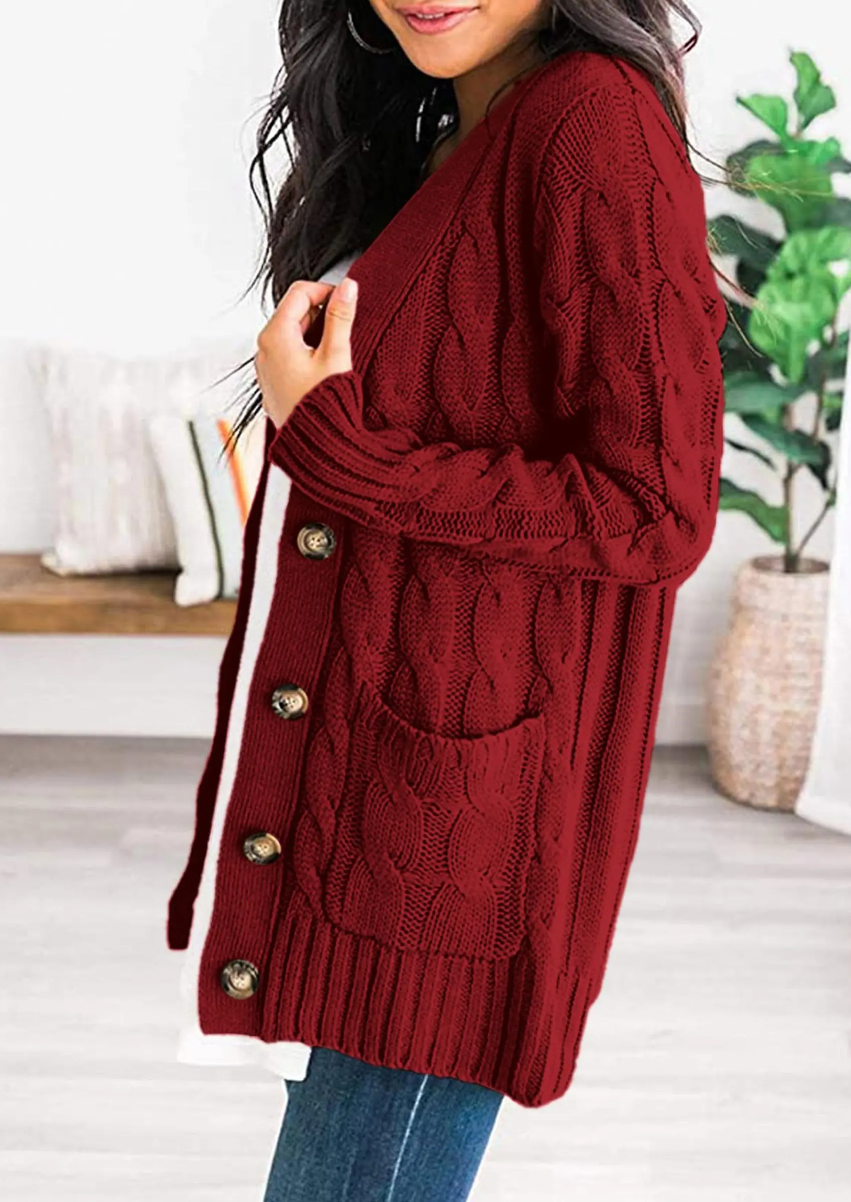 PRETTYGARDEN Women's Open Front Cardigan Sweaters Fall Fashion Button Down Cable Knit Chunky Winter Outerwear Coats - Image 59