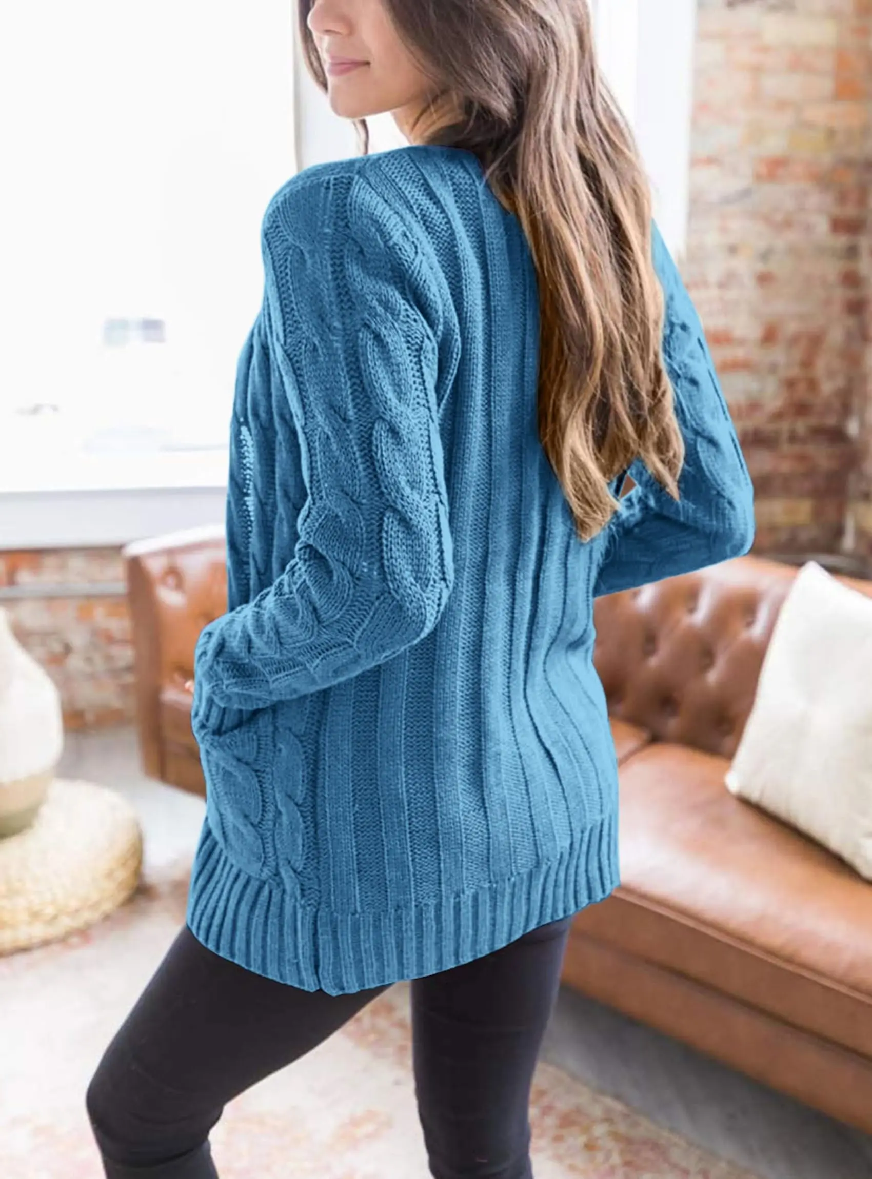 PRETTYGARDEN Women's Open Front Cardigan Sweaters Fall Fashion Button Down Cable Knit Chunky Winter Outerwear Coats - Image 82