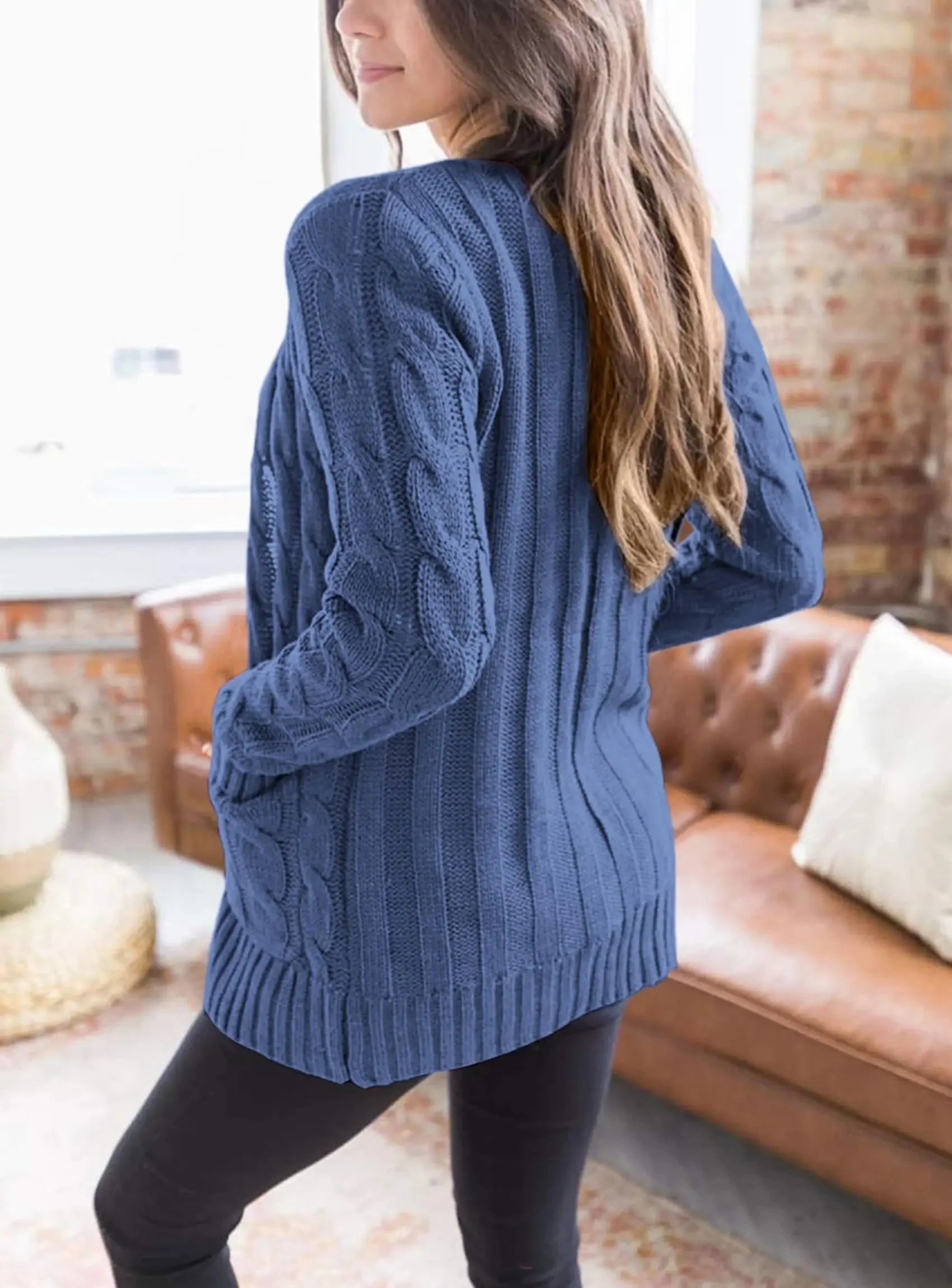 PRETTYGARDEN Women's Open Front Cardigan Sweaters Fall Fashion Button Down Cable Knit Chunky Winter Outerwear Coats - Image 87